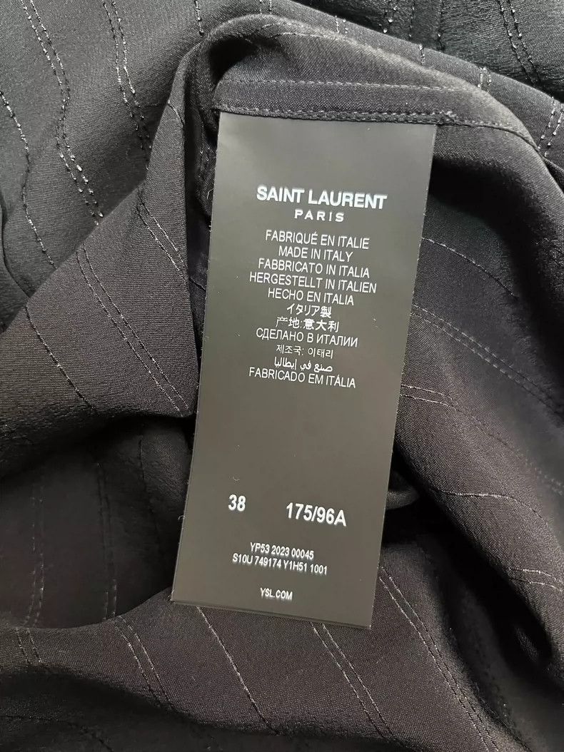 Saint Laurent Paris Saint Laurent Black Silver Striped Shirt- DMC Size US M / EU 48-50 / 2 - 5 Thumbnail