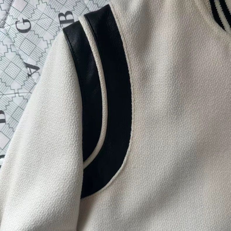 Saint Laurent Paris Saint Laurent White Wool Baseball Jacket- DMC Size US L / EU 52-54 / 3 - 4 Thumbnail