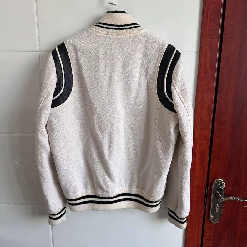 Saint Laurent Paris Saint Laurent White Wool Baseball Jacket- DMC Size US L / EU 52-54 / 3 - 2 Thumbnail