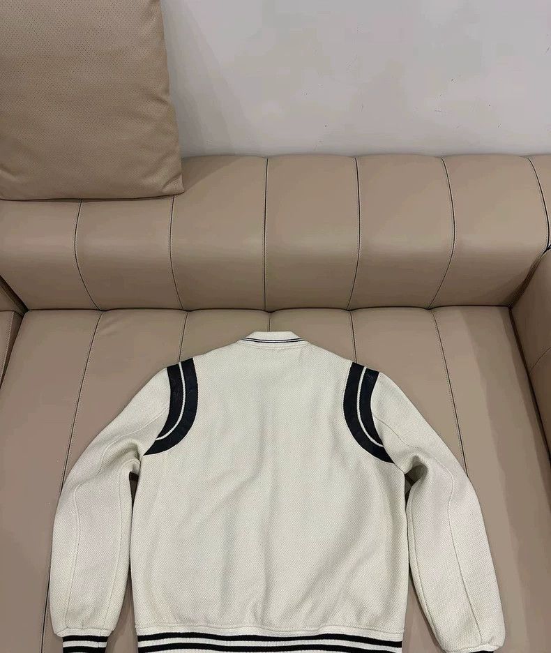 Saint Laurent Paris Saint Laurent White Wool Baseball Jacket- DMC Size US M / EU 48-50 / 2 - 2 Thumbnail