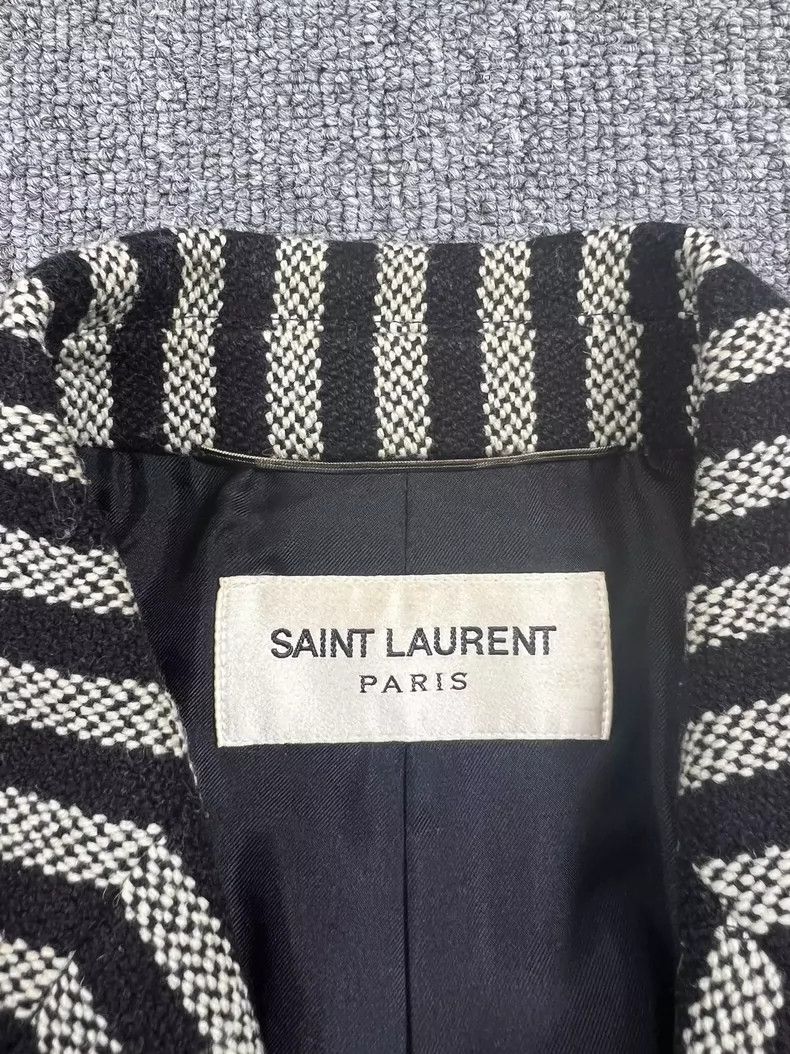 Saint Laurent Paris Saint Laurent Striped Chesterfield Coat Size 42- DMC Size US L / EU 52-54 / 3 - 3 Thumbnail