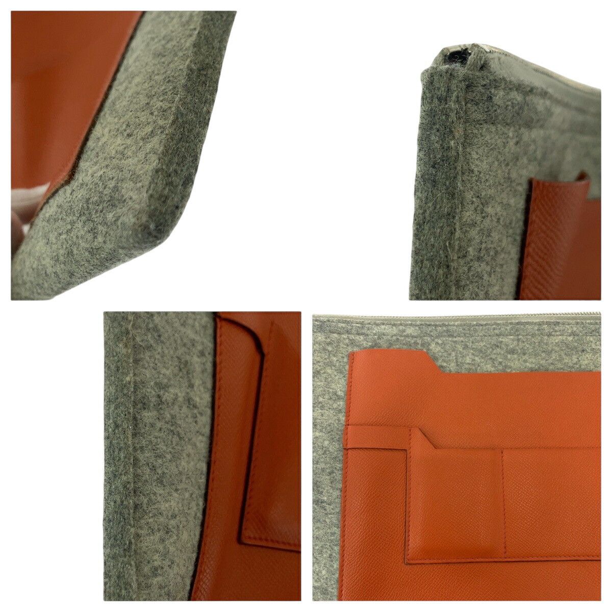 Hermes Hermes Hermes Tout Doux 37 Felt/Veau Epsom Clutch Bag Natural Material Clutch Bag Stamp T DUTY FREE for USA Size ONE SIZE - 5 Thumbnail