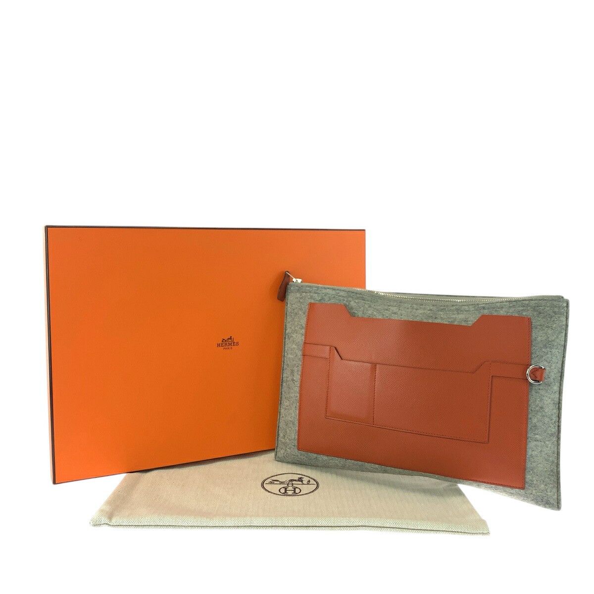 Hermes Hermes Hermes Tout Doux 37 Felt/Veau Epsom Clutch Bag Natural Material Clutch Bag Stamp T DUTY FREE for USA Size ONE SIZE - 7 Thumbnail