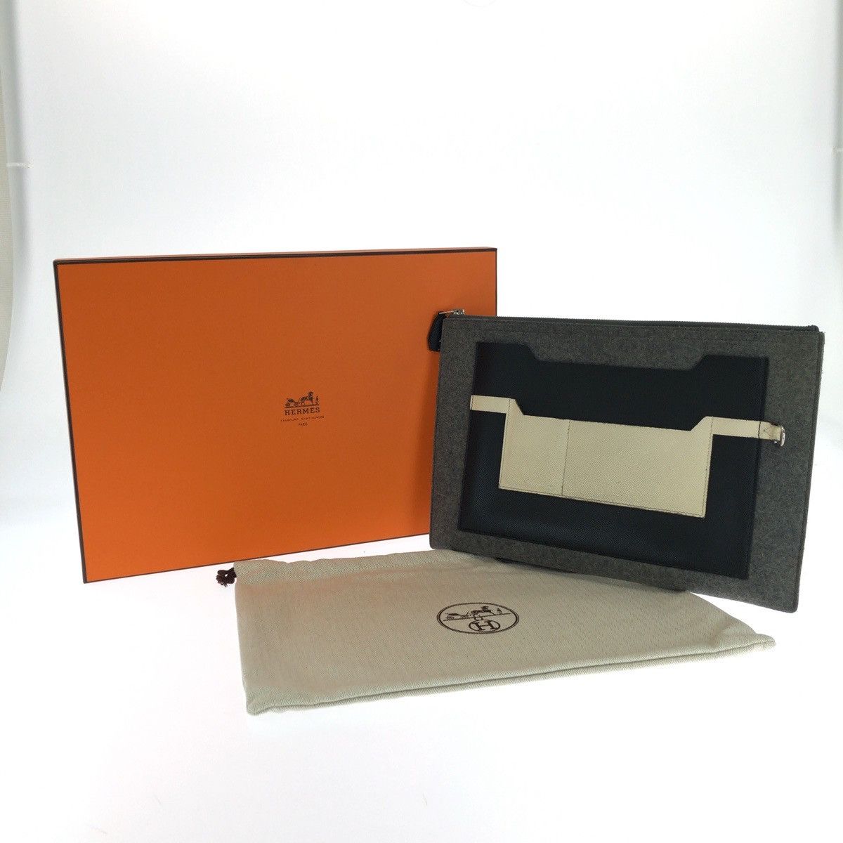 Hermes Hermes Hermes Tout Doux Felt Veau Epsom Clutch Bag Leather Clutch Bag Stamp D DUTY FREE for USA Size ONE SIZE - 8 Thumbnail