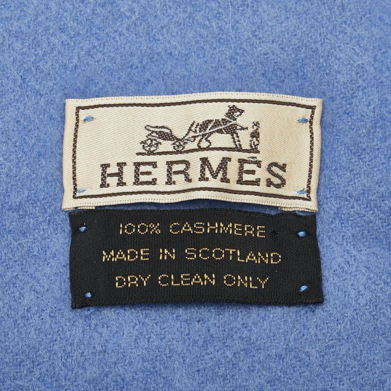 Hermes Hermes Hermes Logo Embroidery Cashmere Scarf Natural Material Scarf Size ONE SIZE - 6 Thumbnail