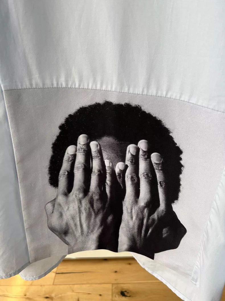 Raf Simons Oversized Light Blue Cotton Shirt with Design- DMC Size US L / EU 52-54 / 3 - 3 Thumbnail