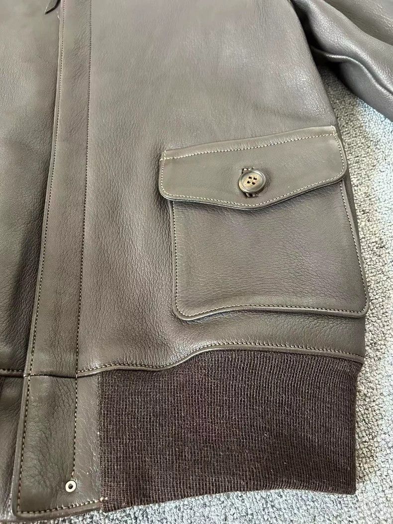 The Real McCoy's Real McCoy A2 Brown Leather Flight Jacket- DMC Size US M / EU 48-50 / 2 - 6 Thumbnail