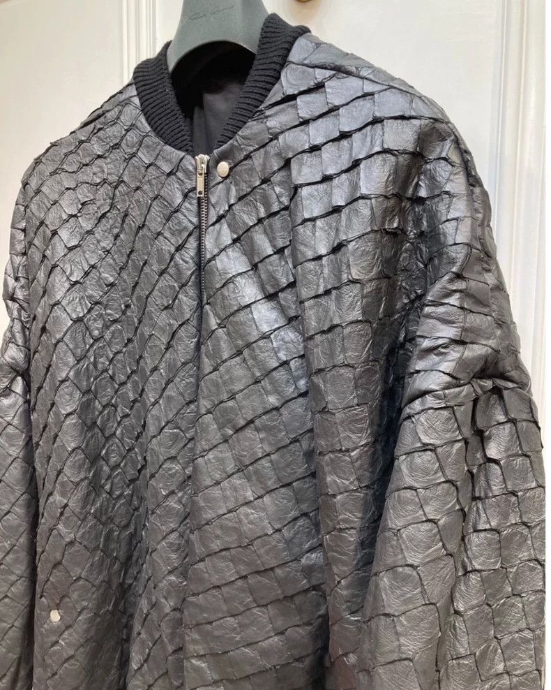Rick Owens Rick Owens Black Bomber Jacket with Scales- DMC Size US M / EU 48-50 / 2 - 3 Thumbnail