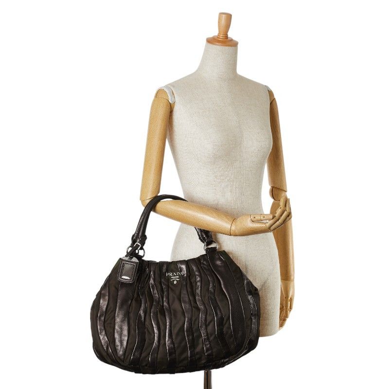 バッグ PRADA CRIMSON STRIPE LEATHER HAND BAG Prada Prada Crimson Stripe Nylon Leather Tote Bag Leather