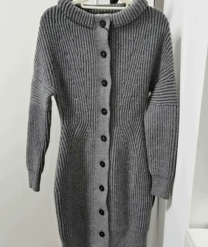 Alexander McQueen Long Gray Knit Cardigan Sweater Coat- DMC Size US M / EU 48-50 / 2 - 2 Thumbnail