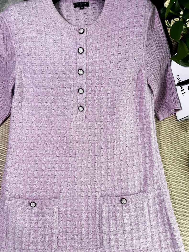 Chanel Chanel Purple Checkered Dress- DMC Size US 31 - 2 Thumbnail