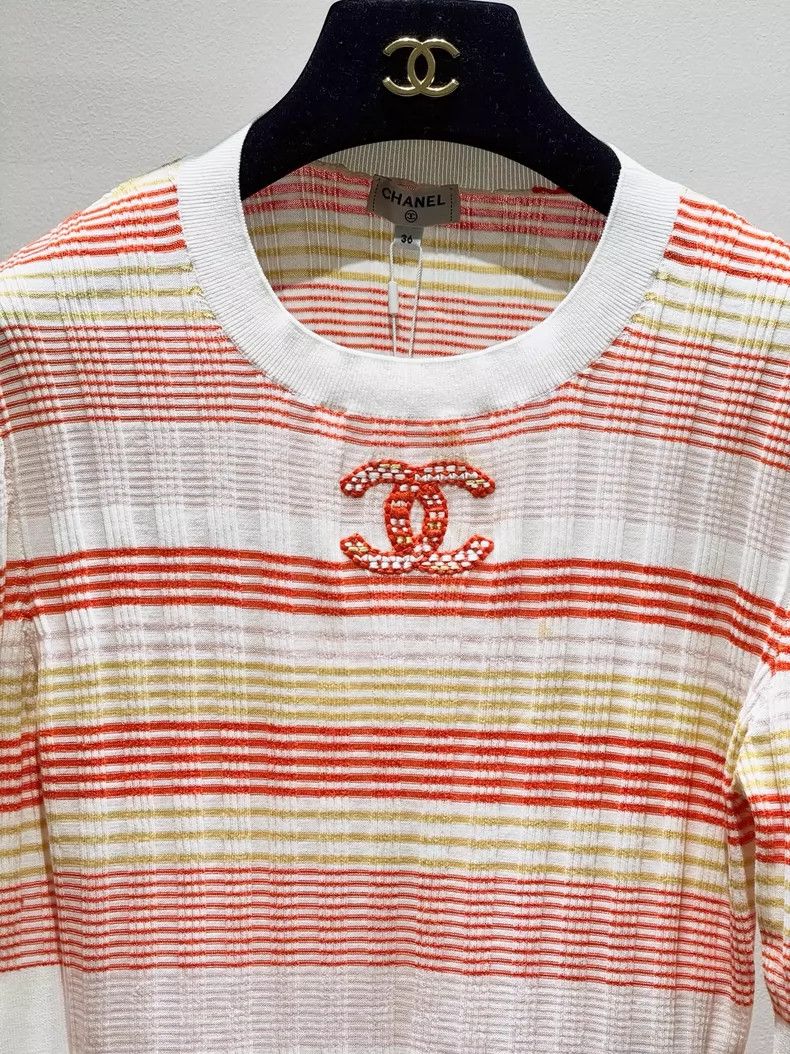 Chanel Chanel Striped Knit Short Sleeve Top- DMC Size US S / EU 44-46 / 1 - 2 Thumbnail