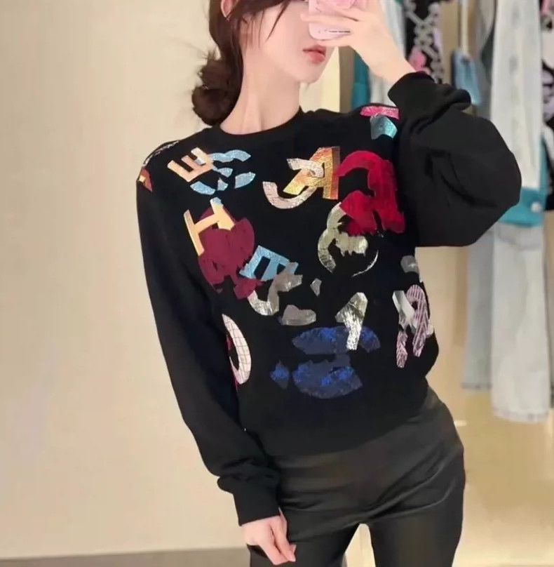 Chanel Chanel Black Sequin Letter Long Sleeve Sweatshirt- DMC Size US S / EU 44-46 / 1 - 9 Thumbnail