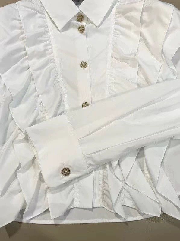 Chanel Chanel Ruffled Long Sleeve Cropped Shirt- DMC Size US M / EU 48-50 / 2 - 5 Thumbnail