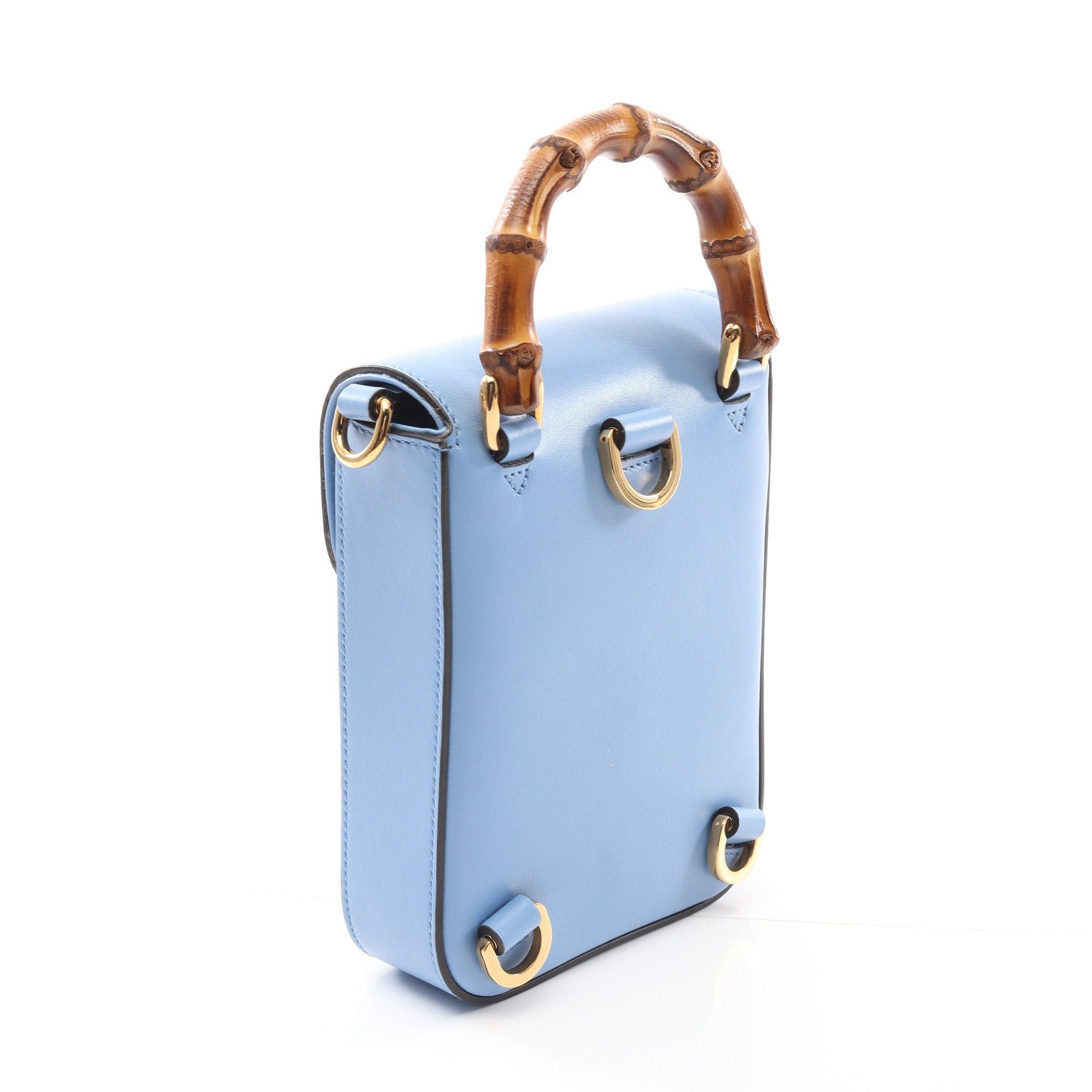 Gucci Gucci Bamboo Handbag Leather Light Blue 3Way Size ONE SIZE - 2 Thumbnail