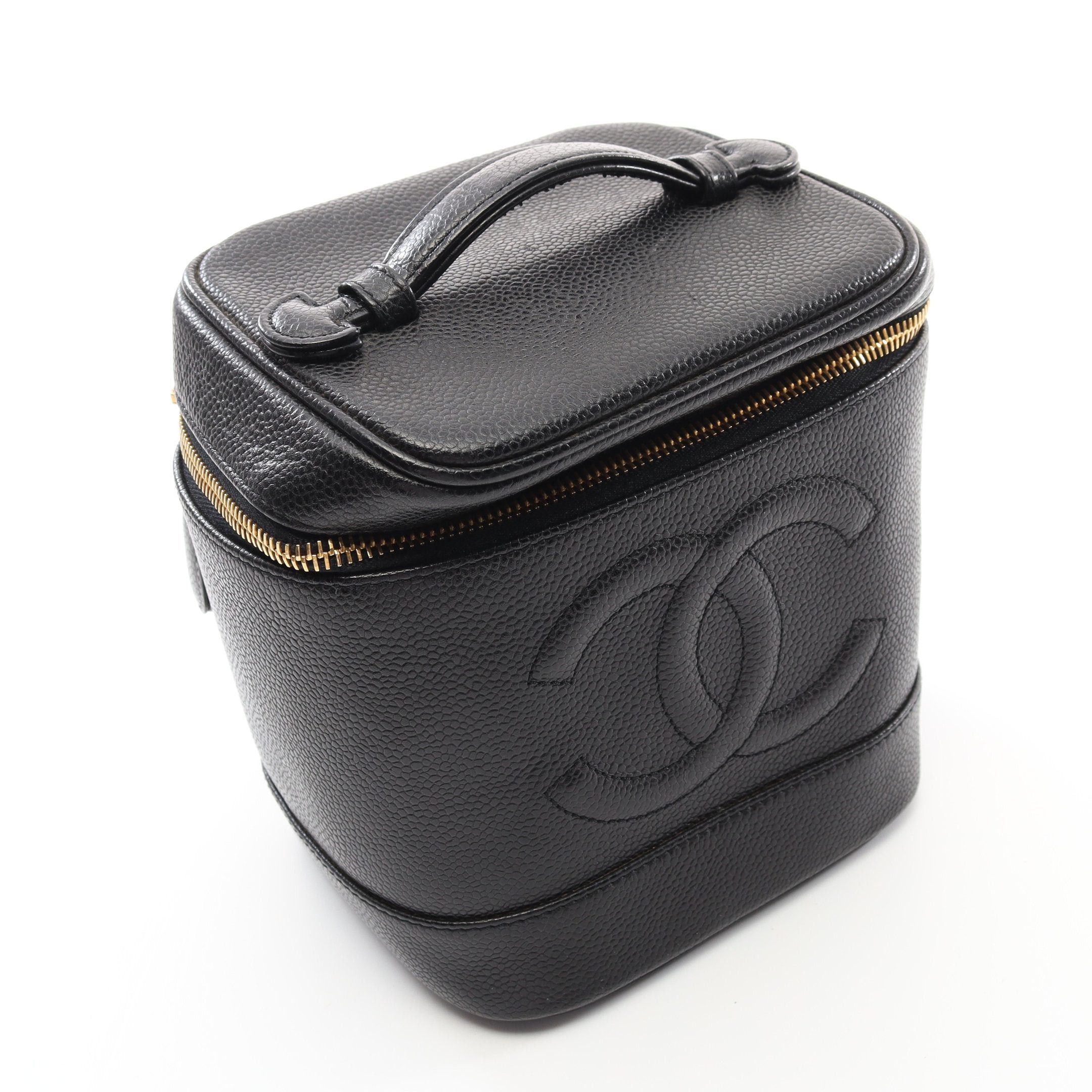Chanel Chanel Coco Mark Handbag Vanity Bag Caviar Skin Black Gold Hardware Size ONE SIZE - 9 Thumbnail