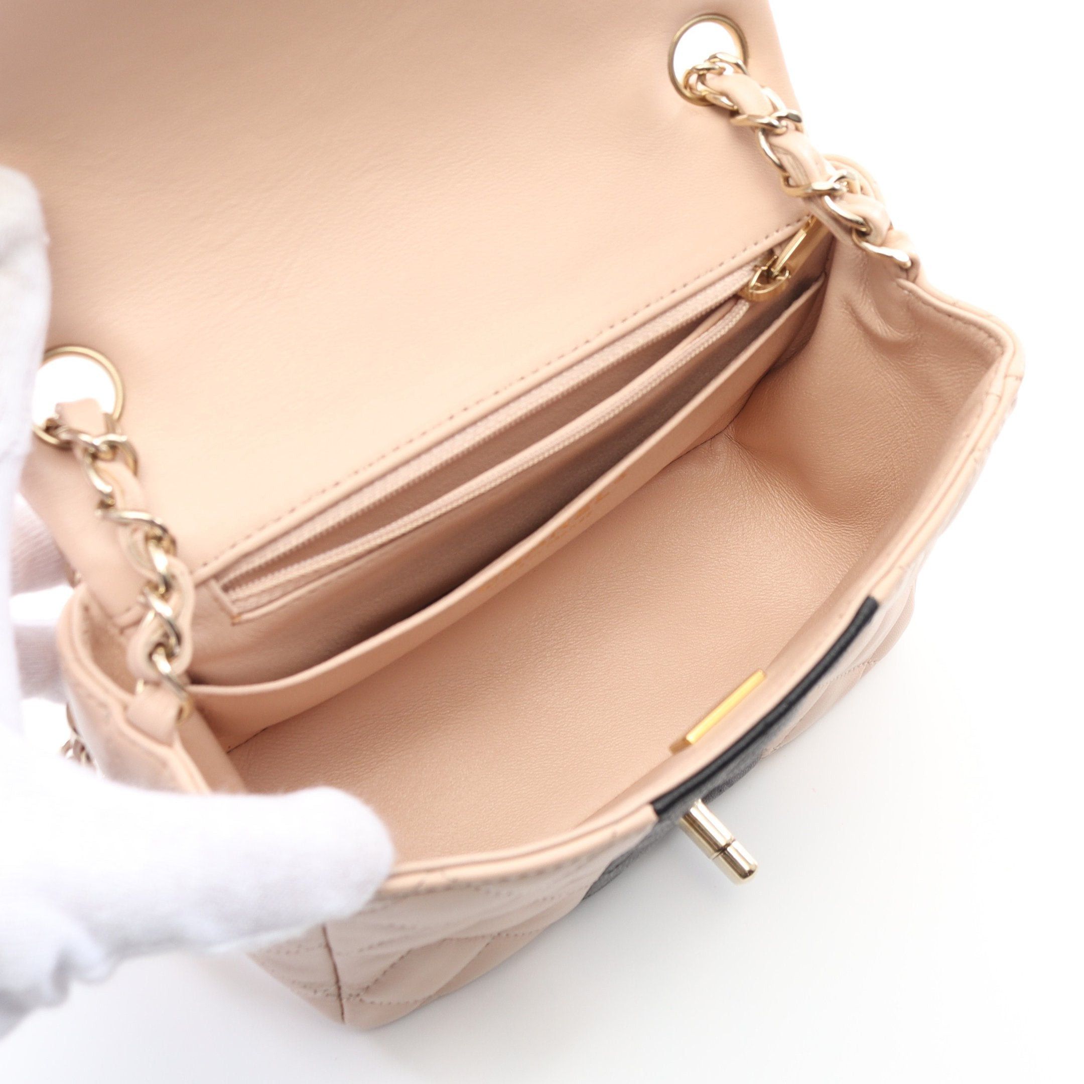 Chanel Chanel Mini Matelasse Chain Shoulder Bag Lambskin Light Pink Black Gold Hardware Size ONE SIZE - 3 Thumbnail