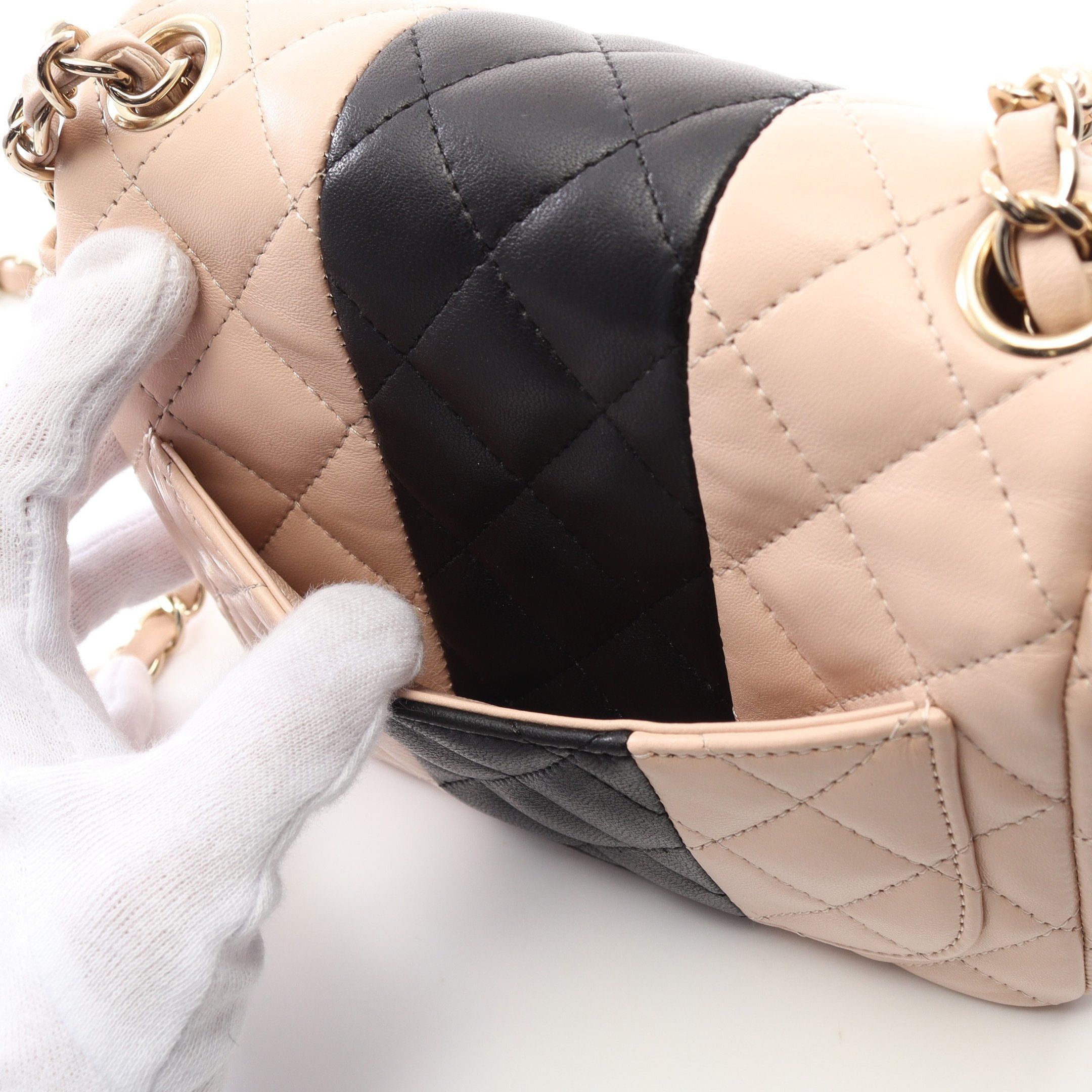 Chanel Chanel Mini Matelasse Chain Shoulder Bag Lambskin Light Pink Black Gold Hardware Size ONE SIZE - 8 Thumbnail