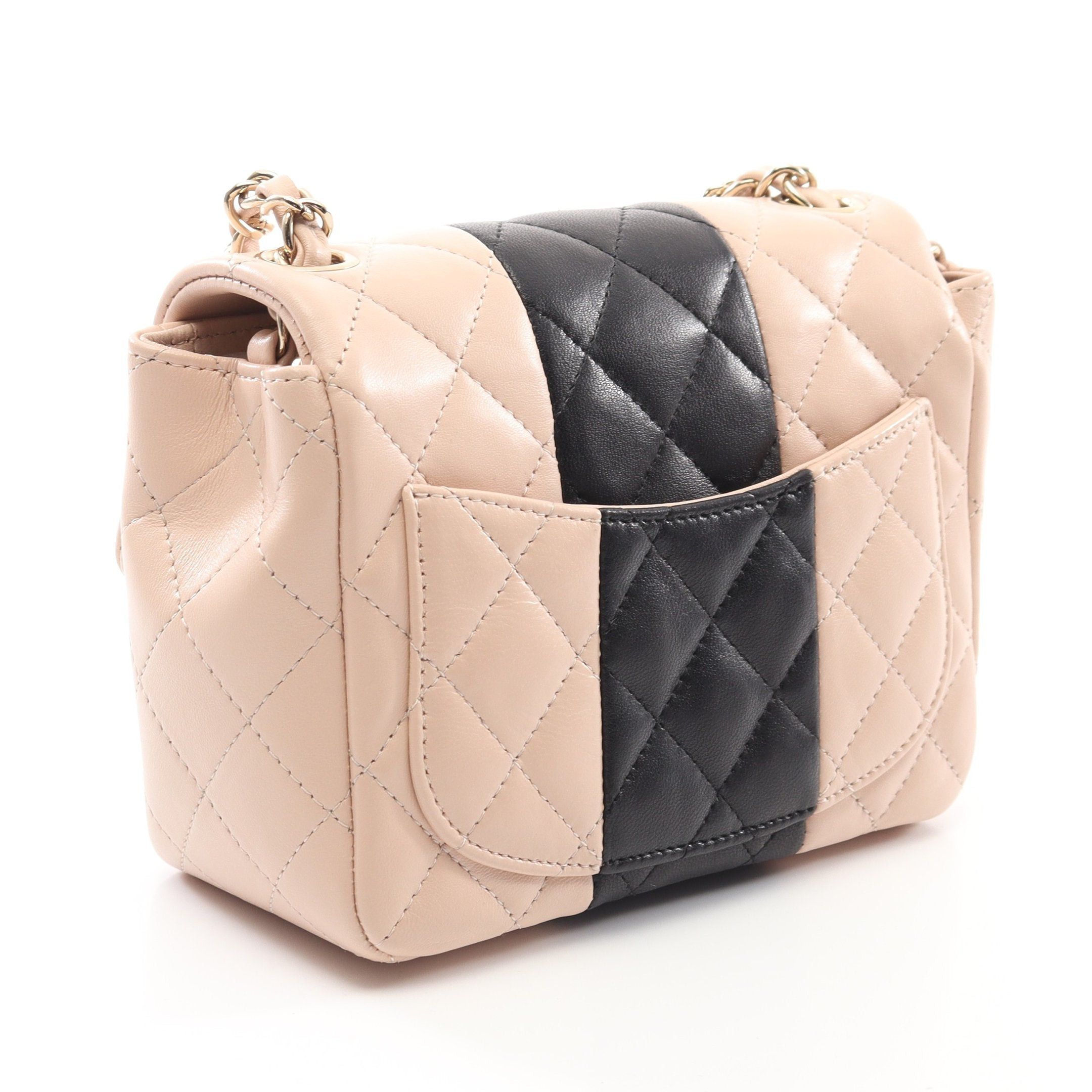 Chanel Chanel Mini Matelasse Chain Shoulder Bag Lambskin Light Pink Black Gold Hardware Size ONE SIZE - 2 Thumbnail