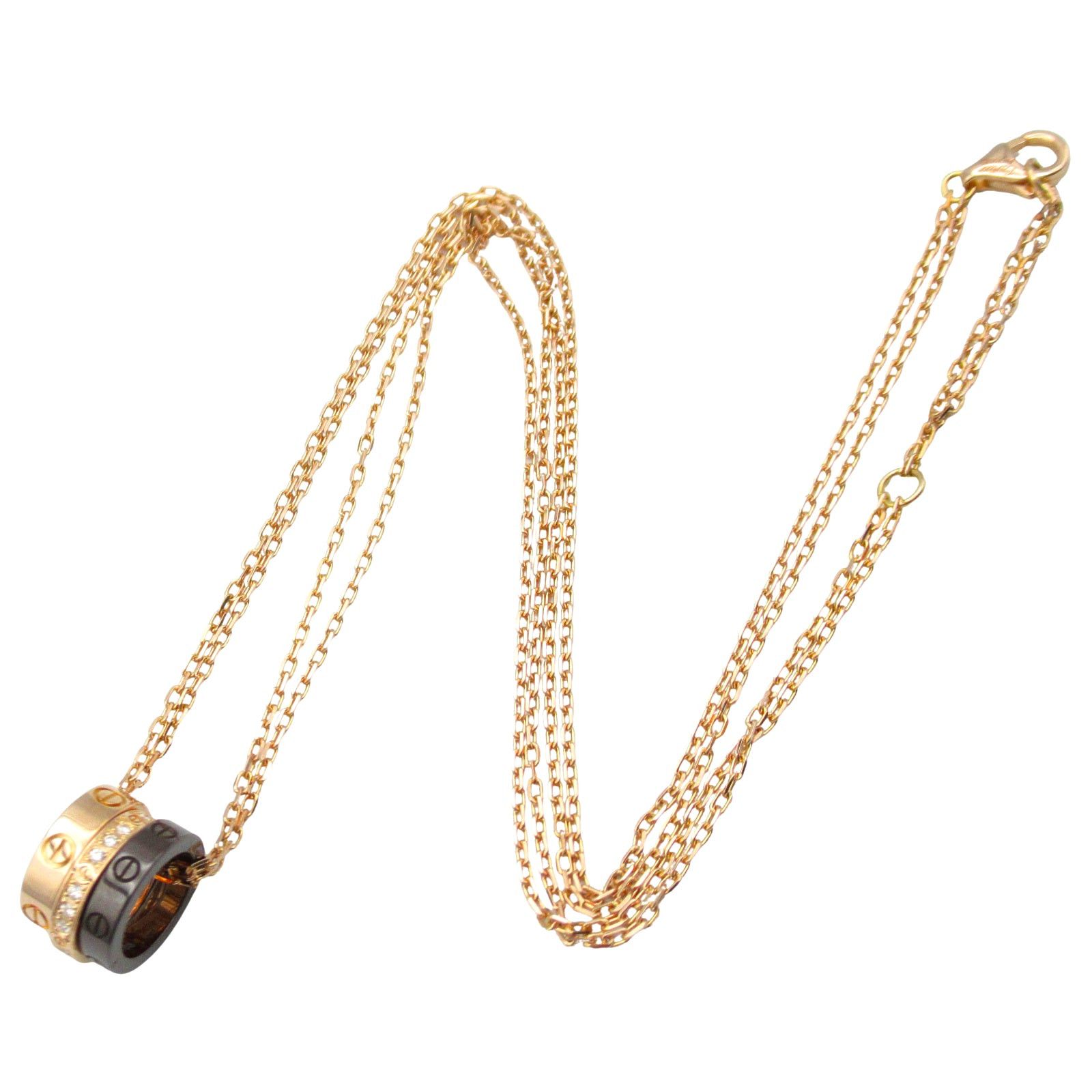 Cartier Cartier Love Necklace Three Hoops Diamond Ceramic K18Pg (Pink Gold) Clear Size ONE SIZE - 3 Thumbnail