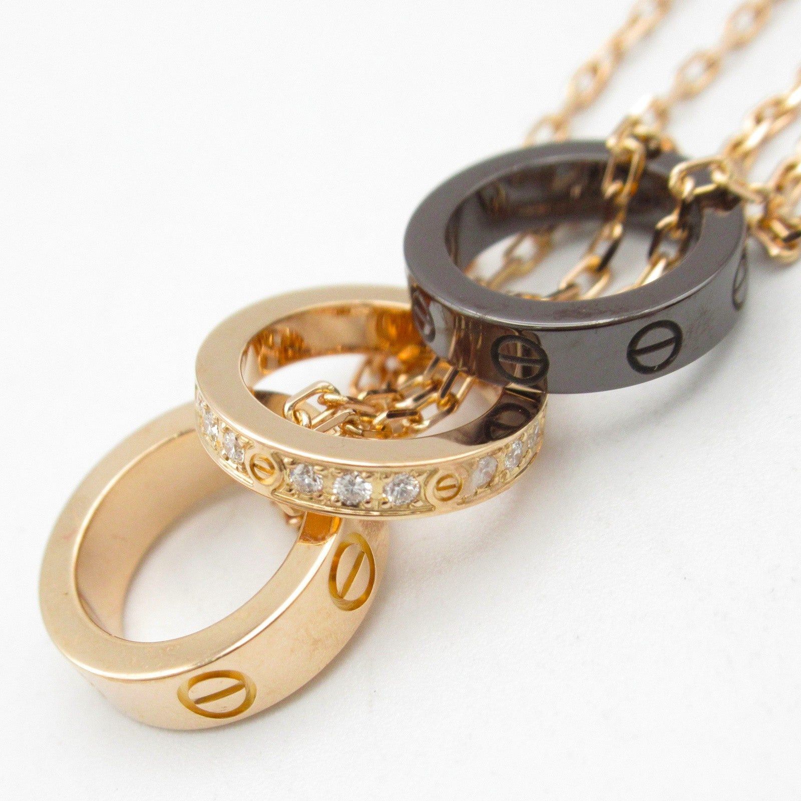 Cartier Cartier Love Necklace Three Hoops Diamond Ceramic K18Pg (Pink Gold) Clear Size ONE SIZE - 4 Thumbnail