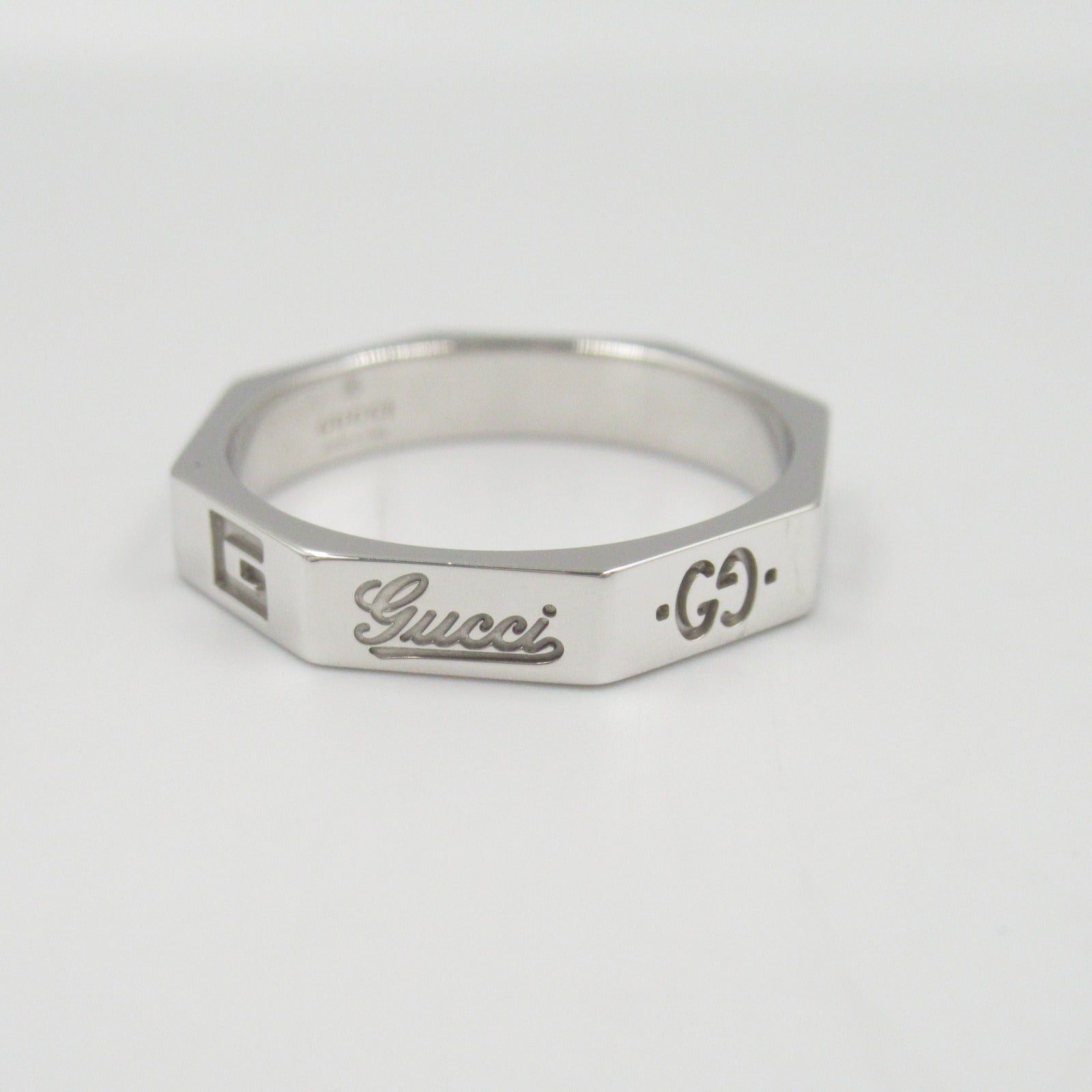 Gucci Gucci Logo Ring K18Wg (White Gold) Silver Size ONE SIZE - 8 Thumbnail