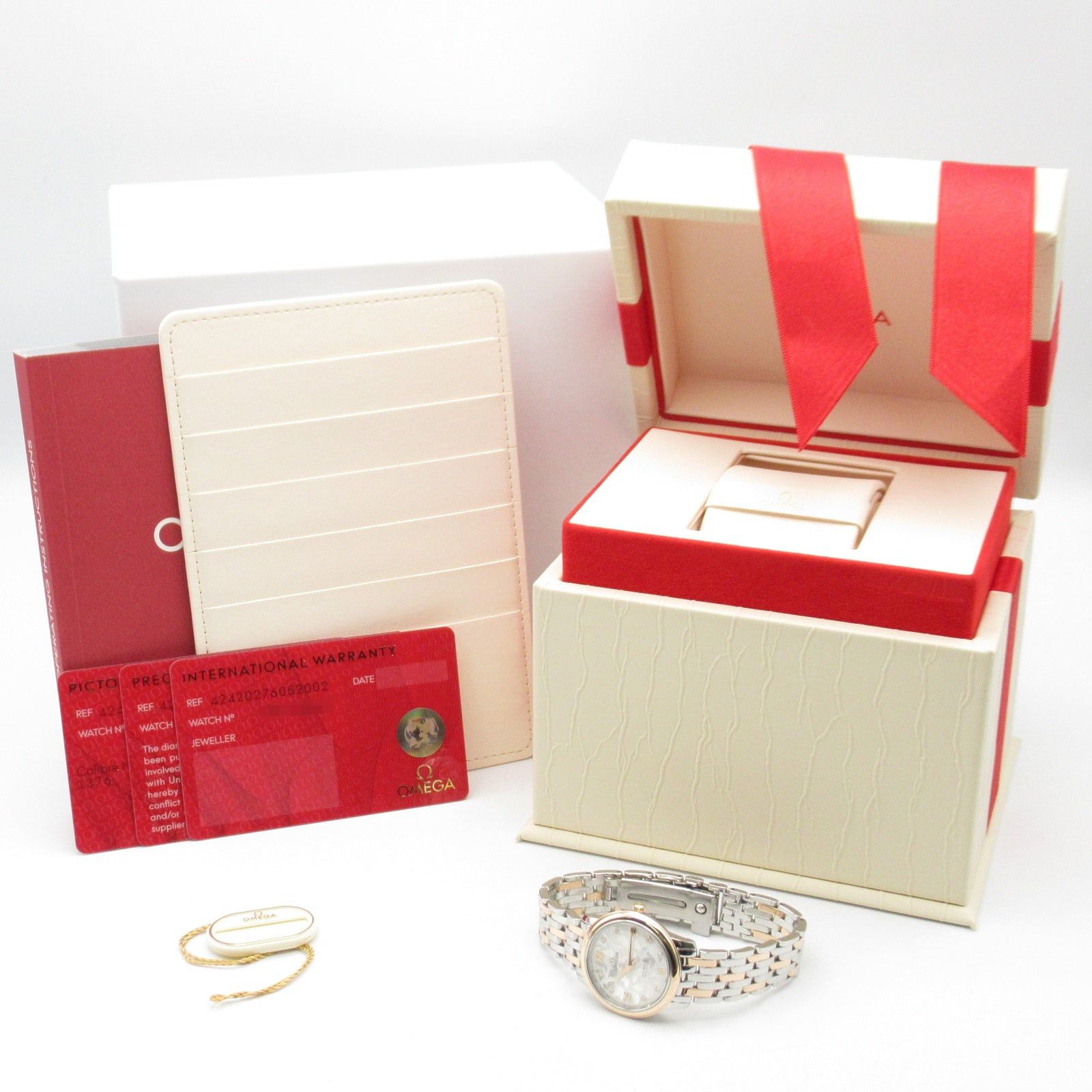 Omega De Ville Prestige Butterfly 8P Diamond Women Watch Quartz K18Pg (Pink Gold) Stainless Steel Silver