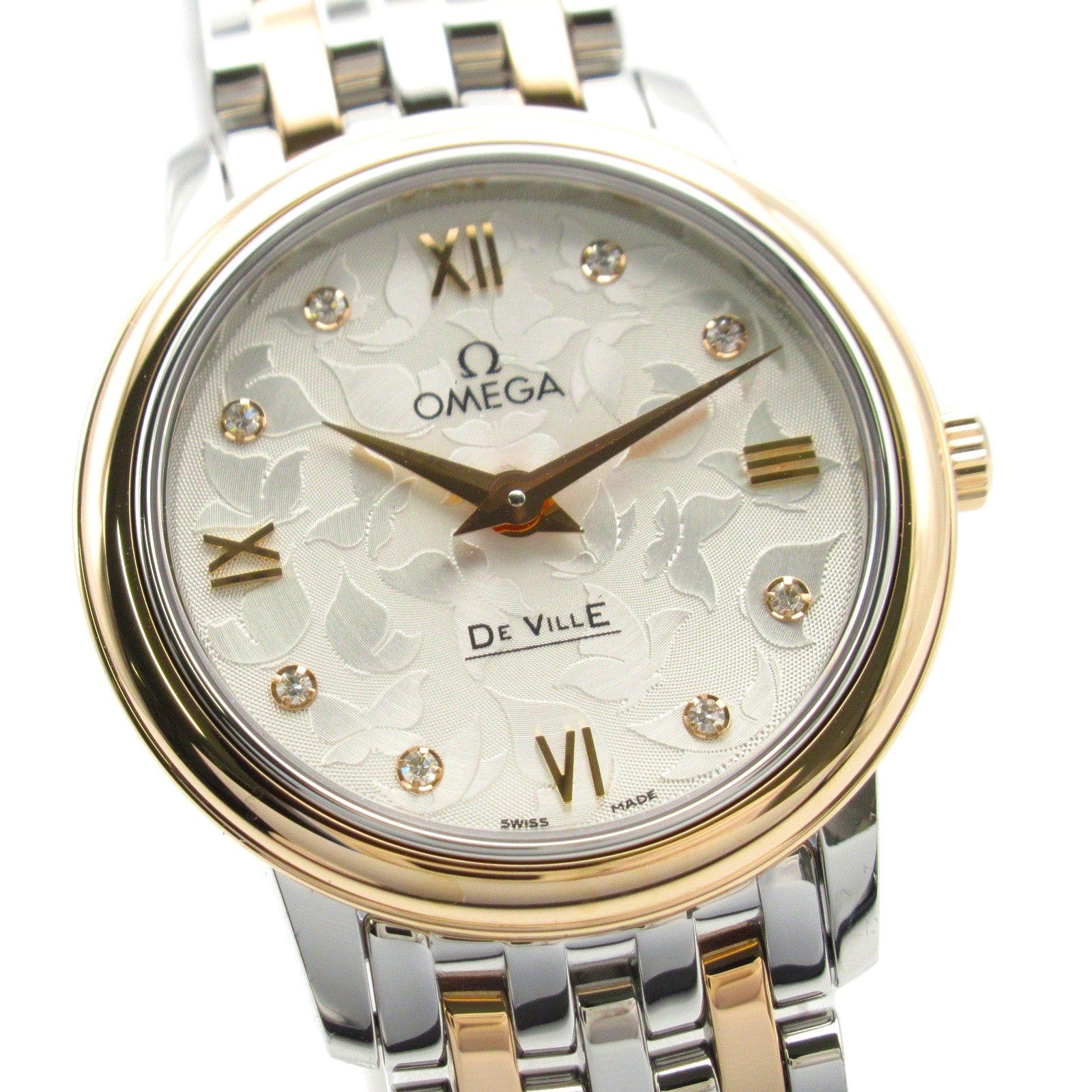 Omega De Ville Prestige Butterfly 8P Diamond Women Watch Quartz K18Pg (Pink Gold) Stainless Steel Silver
