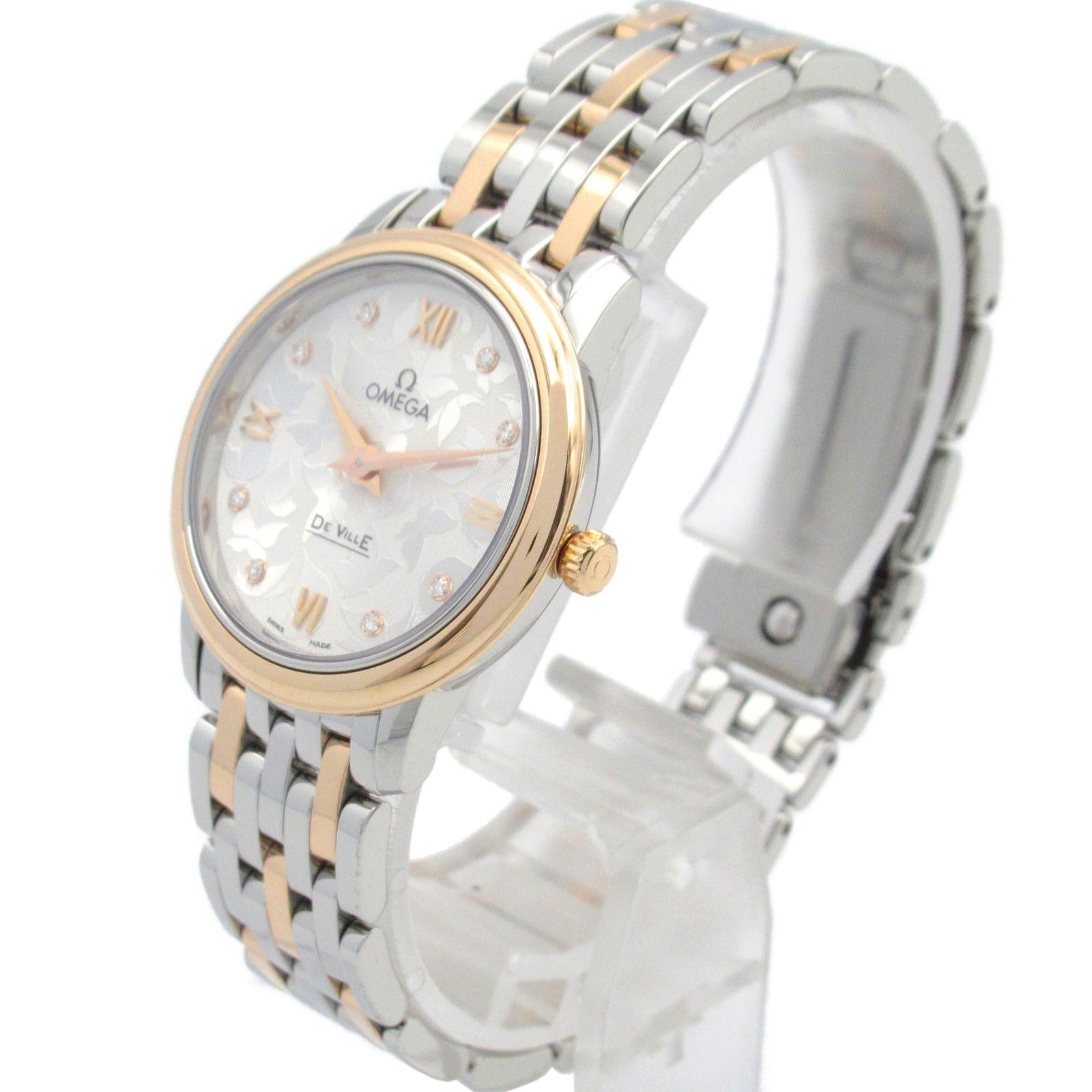 Omega De Ville Prestige Butterfly 8P Diamond Women Watch Quartz K18Pg (Pink Gold) Stainless Steel Silver