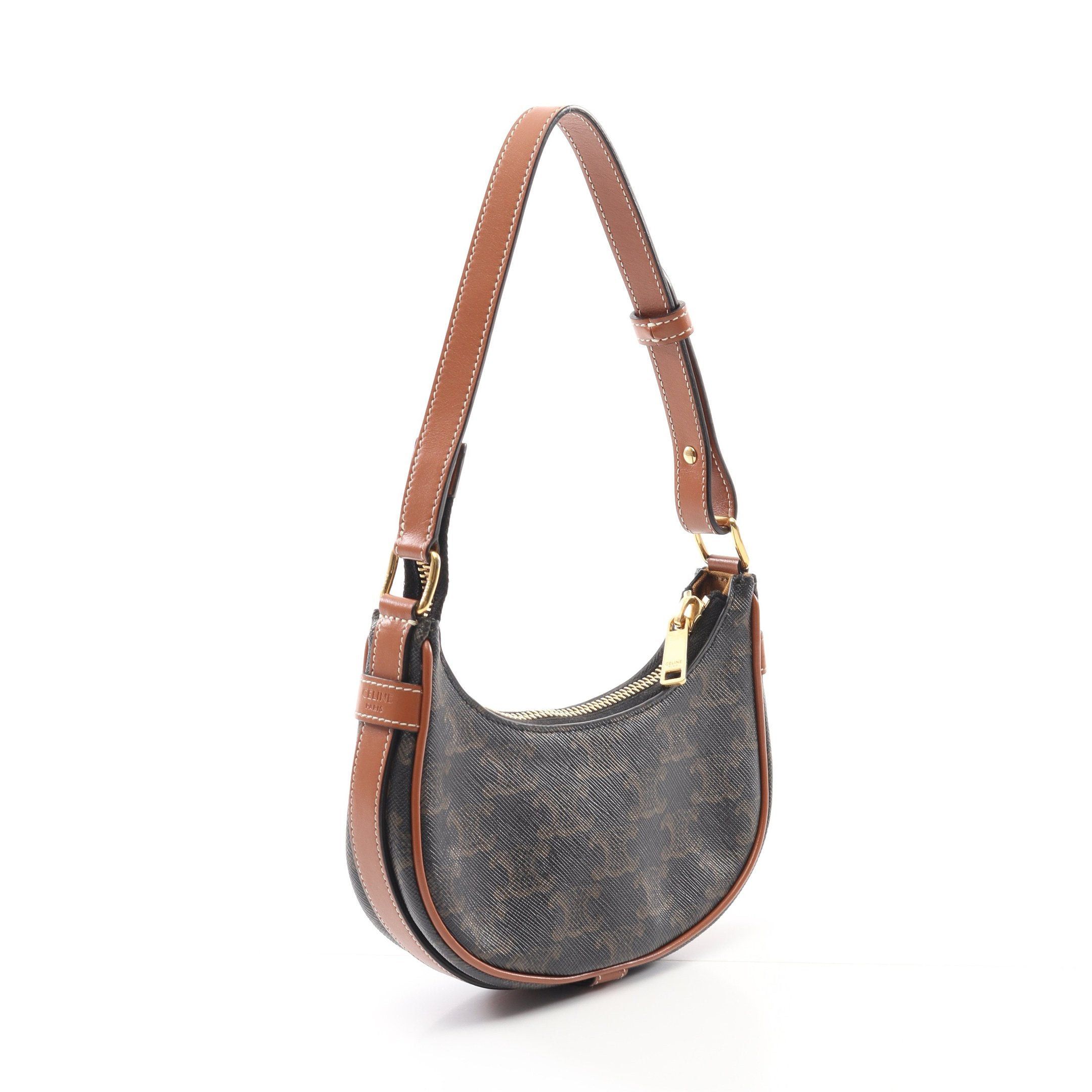 Celine Celine Ava Mini Triomphe Handbag Leather Black Brown Size ONE SIZE - 2 Thumbnail
