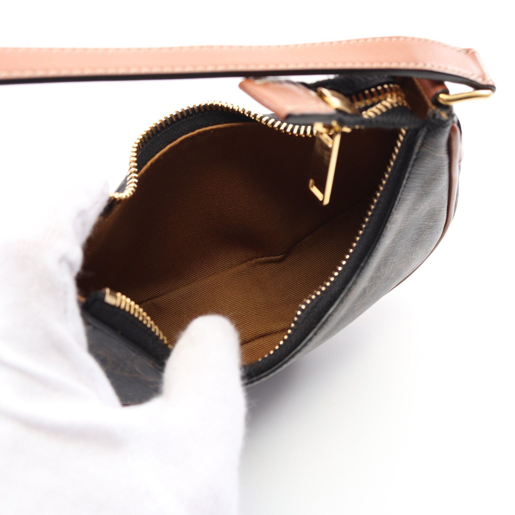 Celine Celine Ava Mini Triomphe Handbag Leather Black Brown Size ONE SIZE - 3 Thumbnail