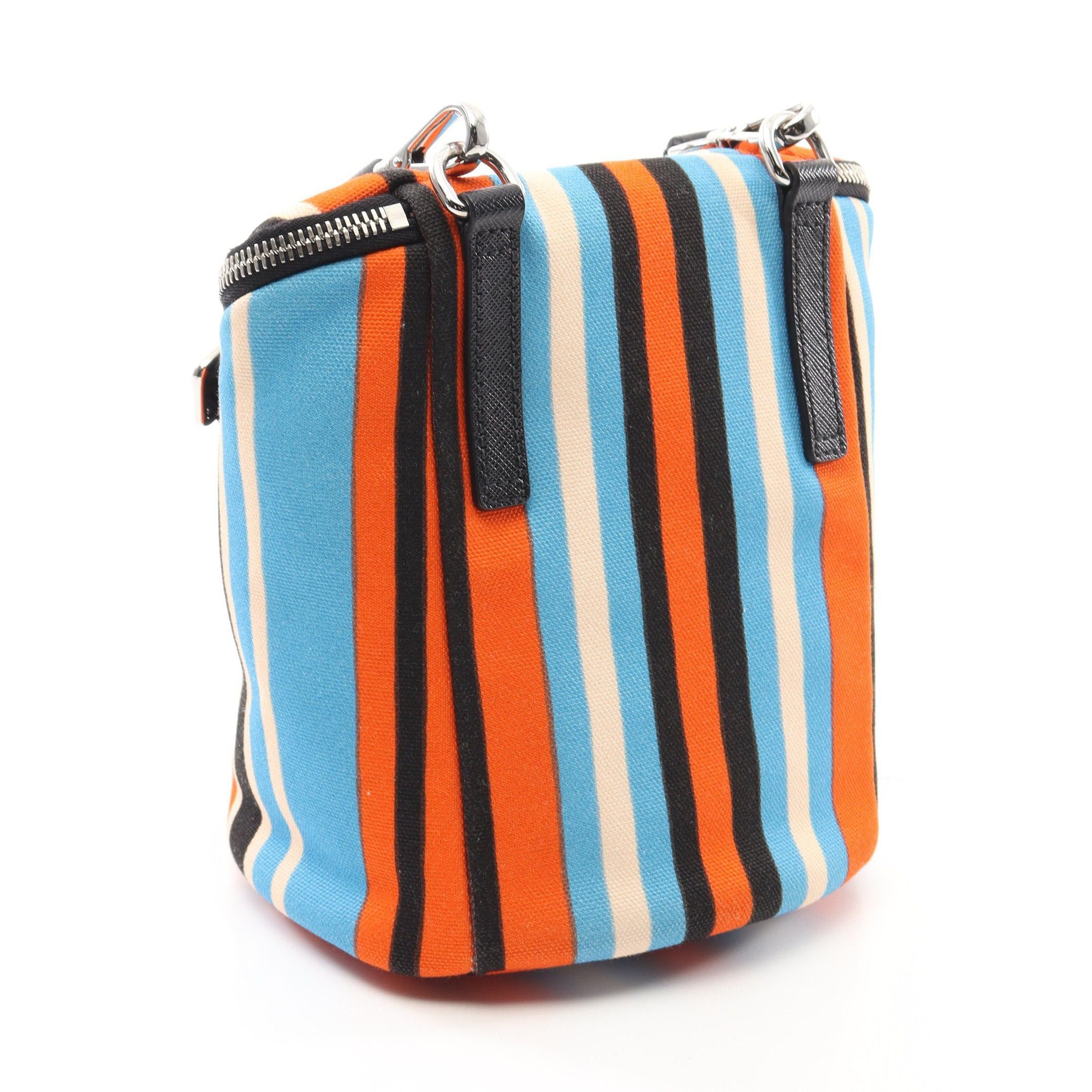 Prada Prada Shoulder Bag Stripe Canvas Saffiano Leather Orange Black Multicolor Size ONE SIZE - 2 Thumbnail
