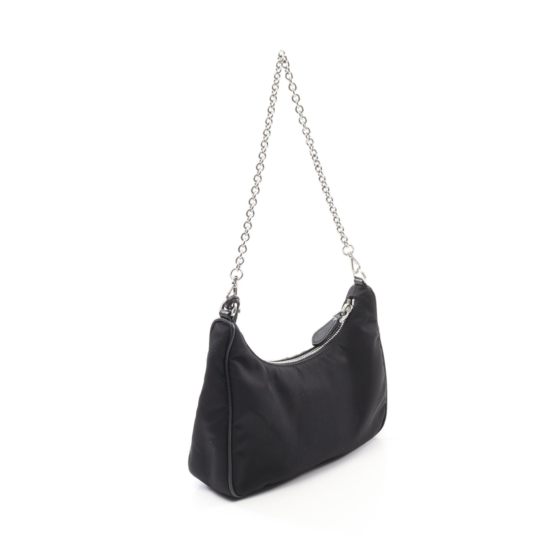 Prada Prada Re-Edition 2005 Chain Shoulder Bag Nylon Saffiano Leather Black Size ONE SIZE - 2 Thumbnail