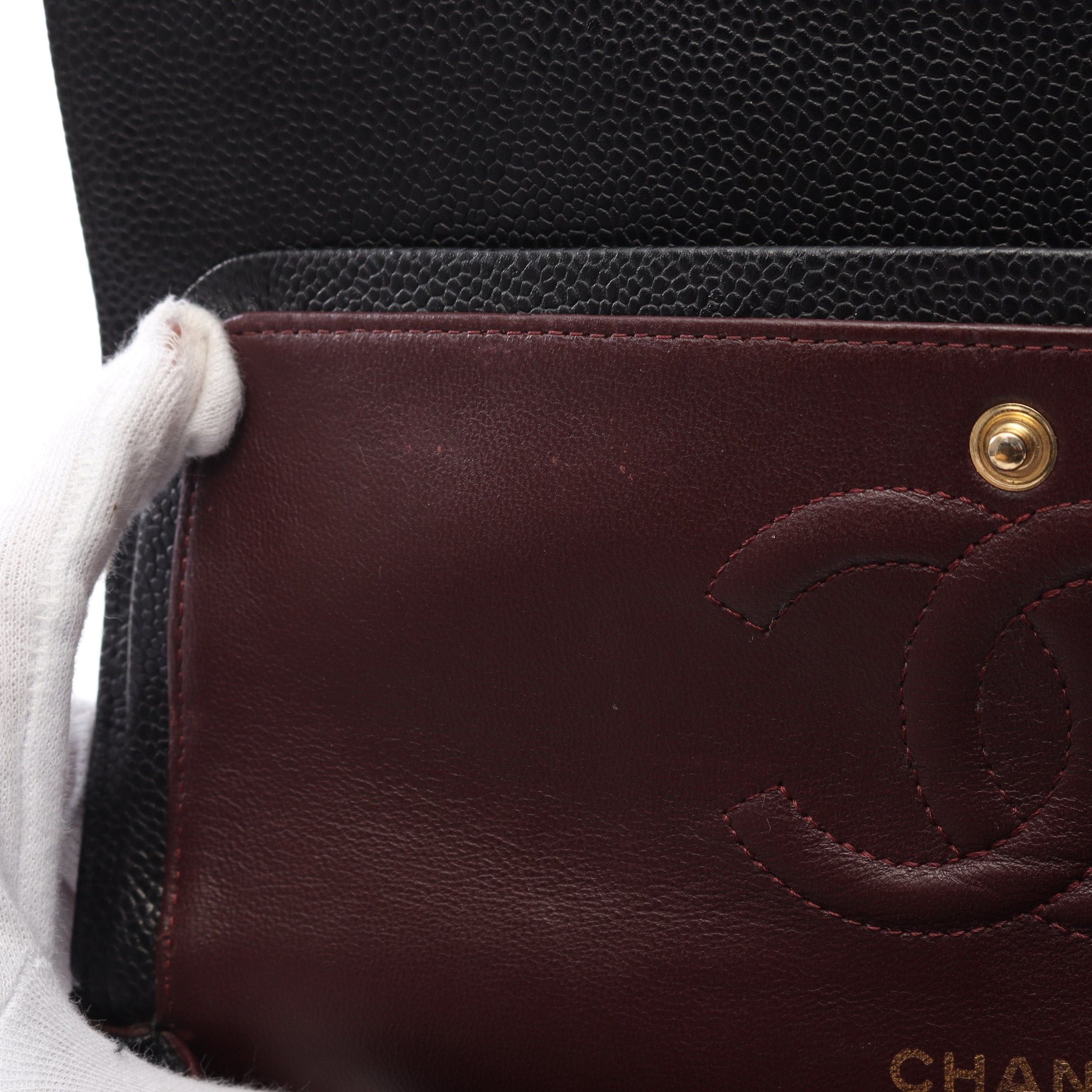 Chanel Chanel Matelasse Double Flap Chain Shoulder Bag Caviar Skin Black Gold Hardware Size ONE SIZE - 6 Thumbnail