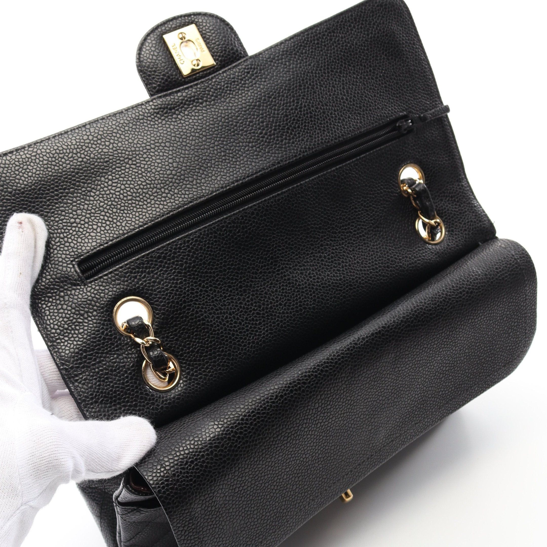 Chanel Chanel Matelasse Double Flap Chain Shoulder Bag Caviar Skin Black Gold Hardware Size ONE SIZE - 7 Thumbnail
