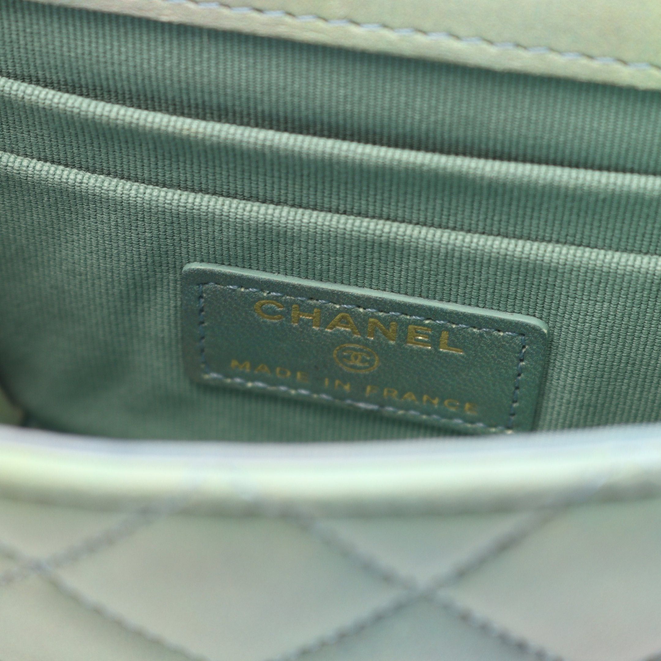 Chanel Chanel Mini Matelasse Chain Clutch Shoulder Bag Leather Light Green Gold Hardware Size ONE SIZE - 4 Thumbnail