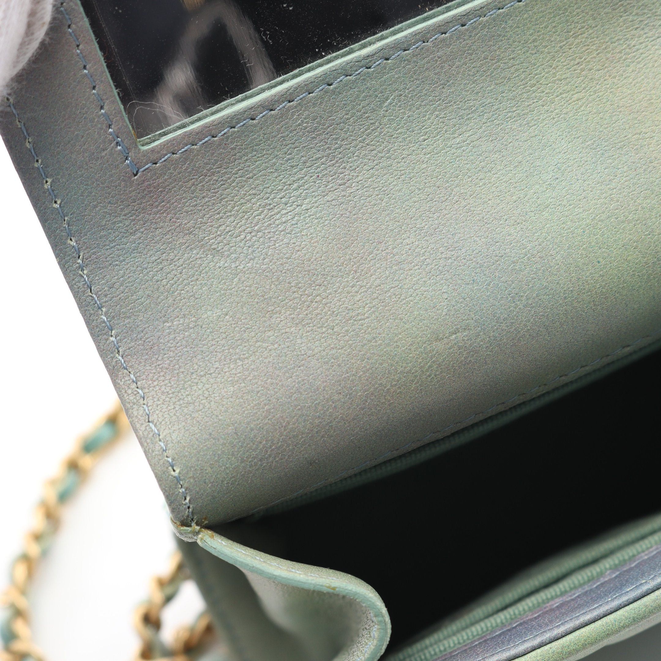 Chanel Chanel Mini Matelasse Chain Clutch Shoulder Bag Leather Light Green Gold Hardware Size ONE SIZE - 6 Thumbnail