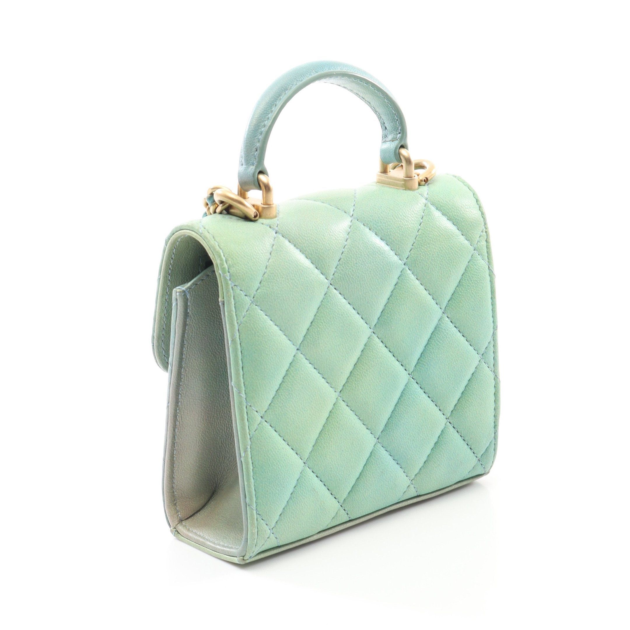 Chanel Chanel Mini Matelasse Chain Clutch Shoulder Bag Leather Light Green Gold Hardware Size ONE SIZE - 2 Thumbnail