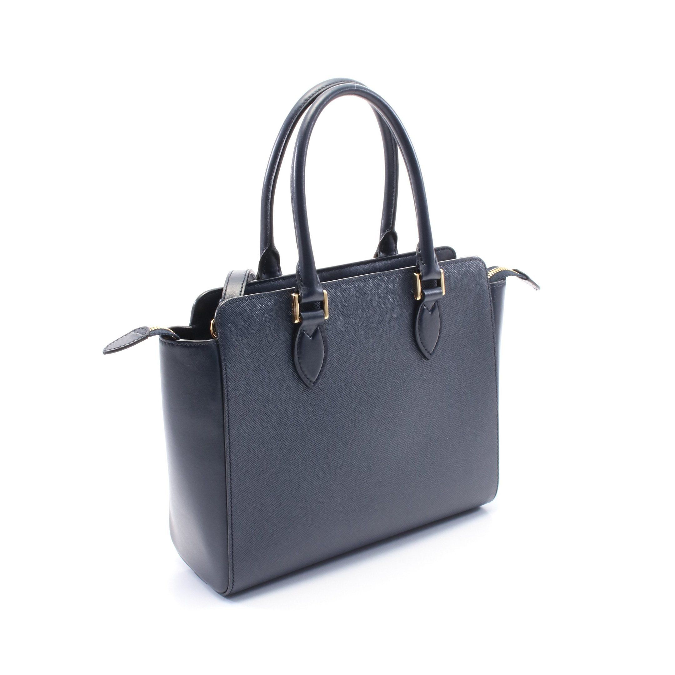 Prada Prada Saffiano Handbag Leather Navy Size ONE SIZE - 2 Thumbnail