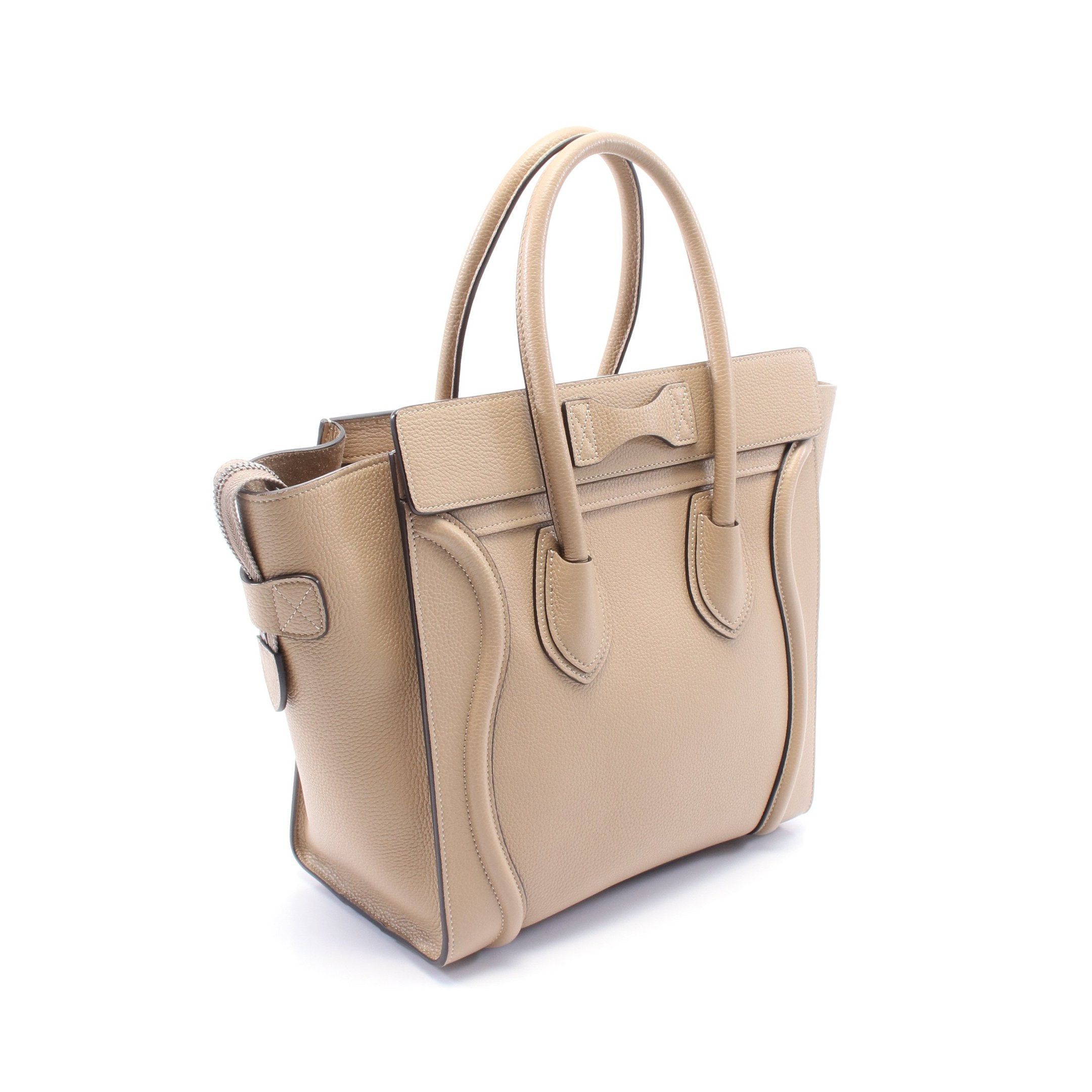 Celine Celine Luggage Micro Shopper Handbag Tote Bag Leather Beige Size ONE SIZE - 2 Thumbnail