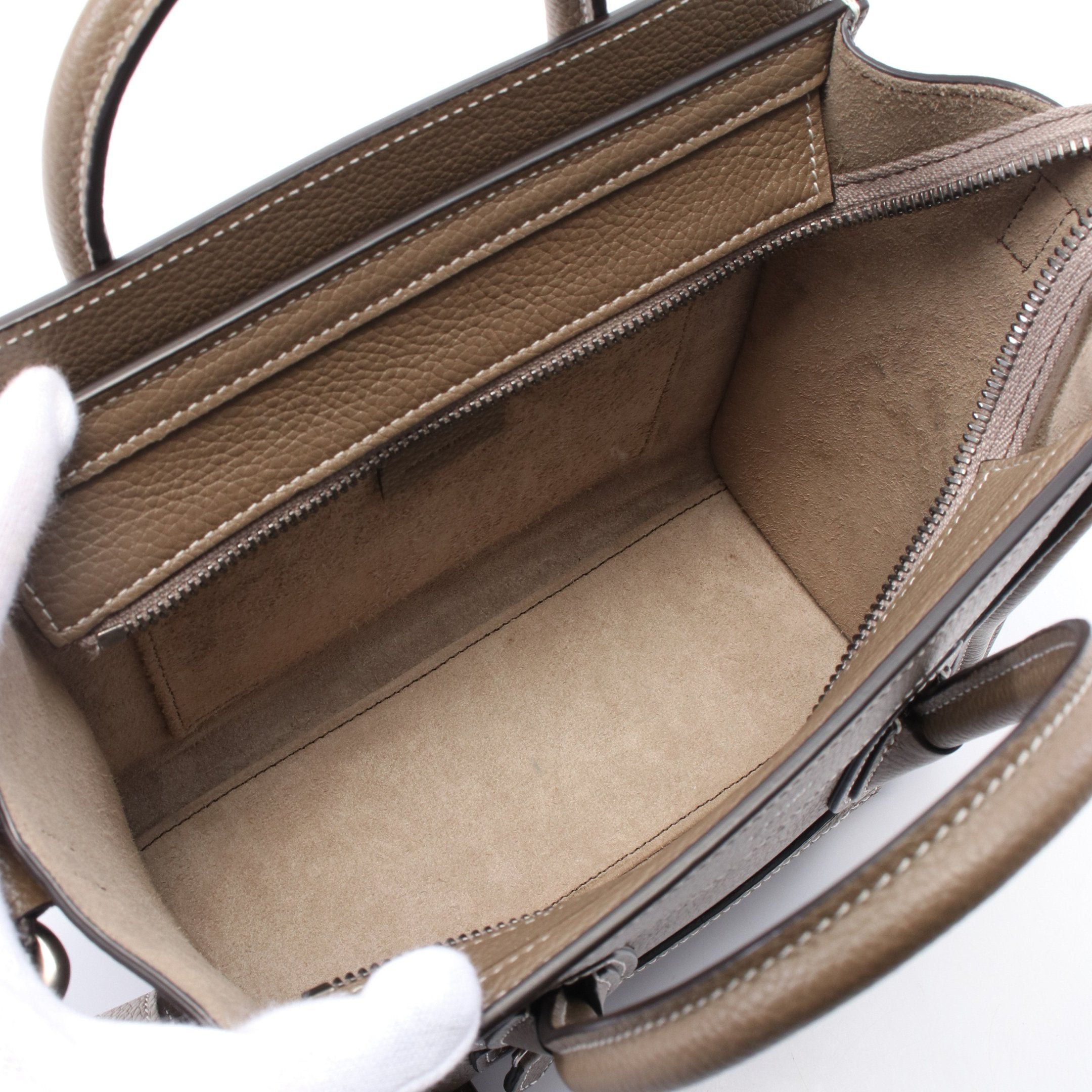 Celine Celine Luggage Nano Shopper Handbag Leather Gray Brown Size ONE SIZE - 3 Thumbnail