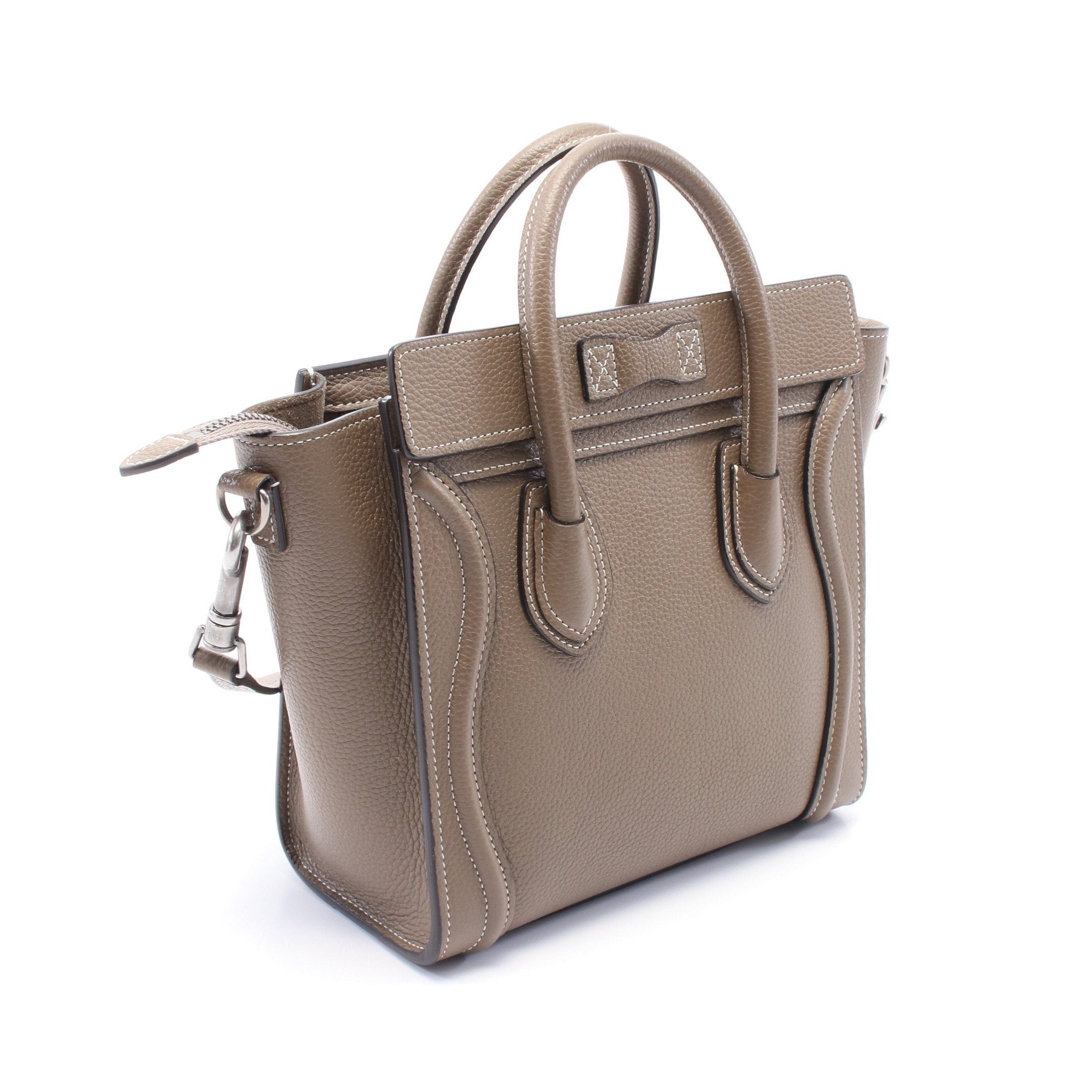 Celine Celine Luggage Nano Shopper Handbag Leather Gray Brown Size ONE SIZE - 2 Thumbnail