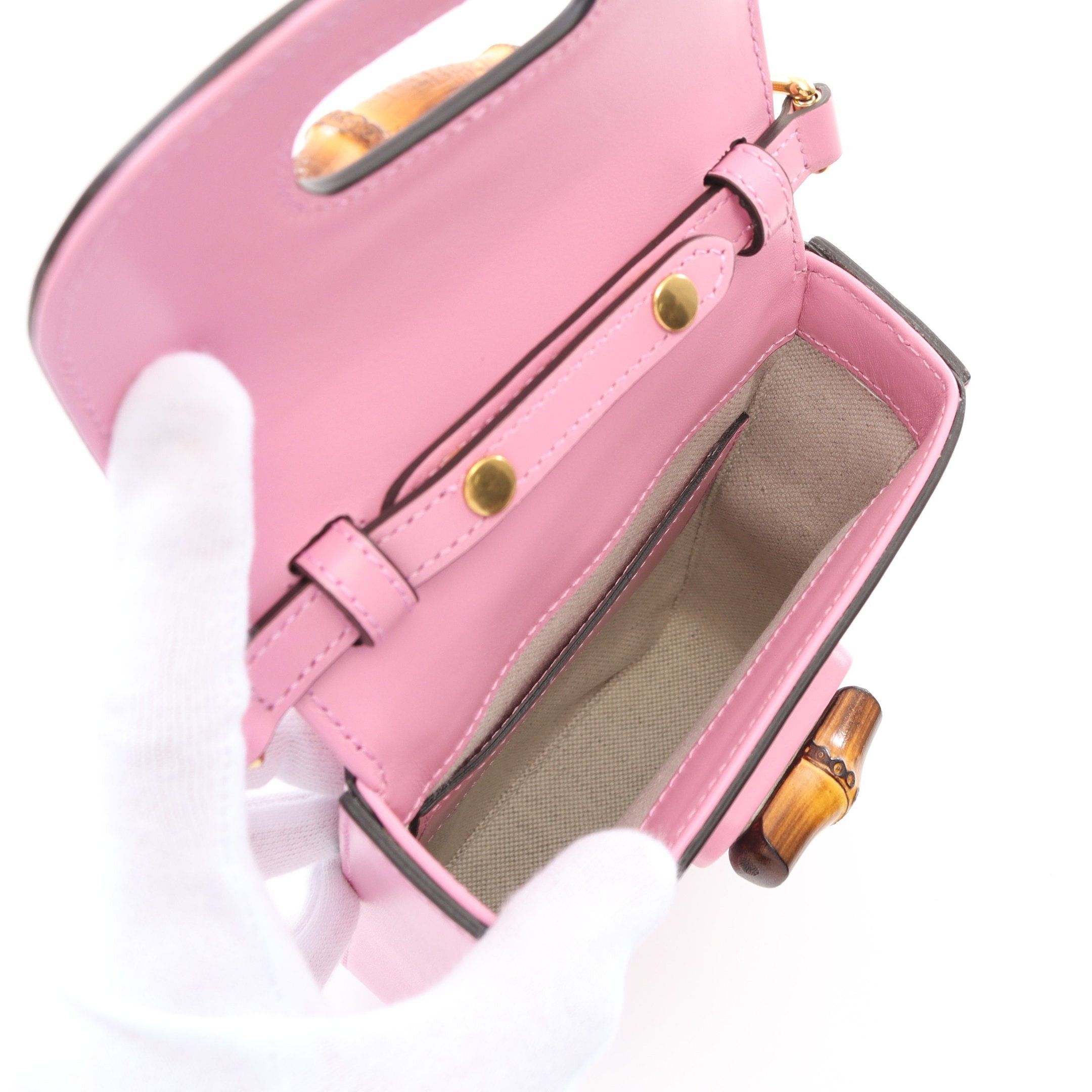 Gucci Gucci Bamboo Handbag Leather Pink Size ONE SIZE - 3 Thumbnail