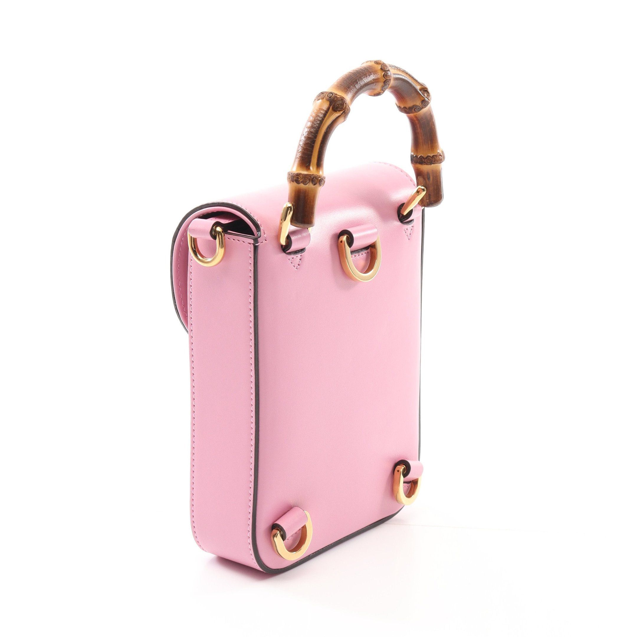 Gucci Gucci Bamboo Handbag Leather Pink Size ONE SIZE - 2 Thumbnail