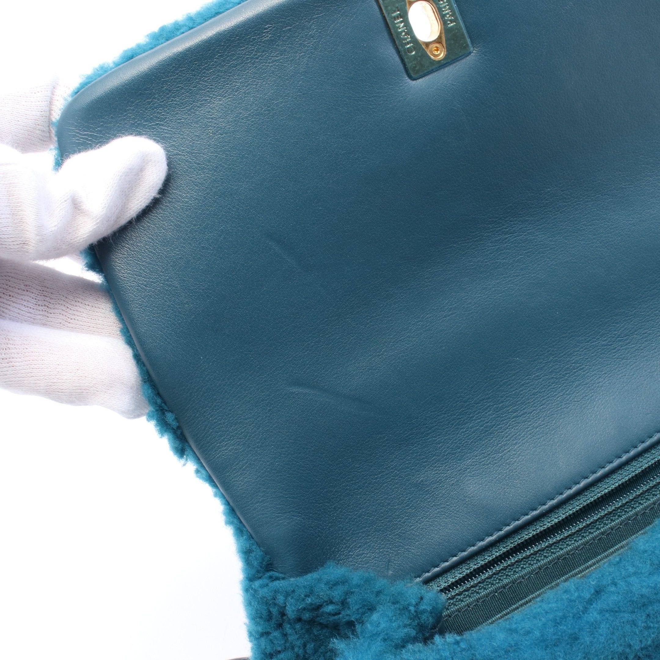Chanel Chanel Coco Handle Flap Matelasse Handbag Boa Fabric Leather Blue Green Gold Hardware Size ONE SIZE - 6 Thumbnail