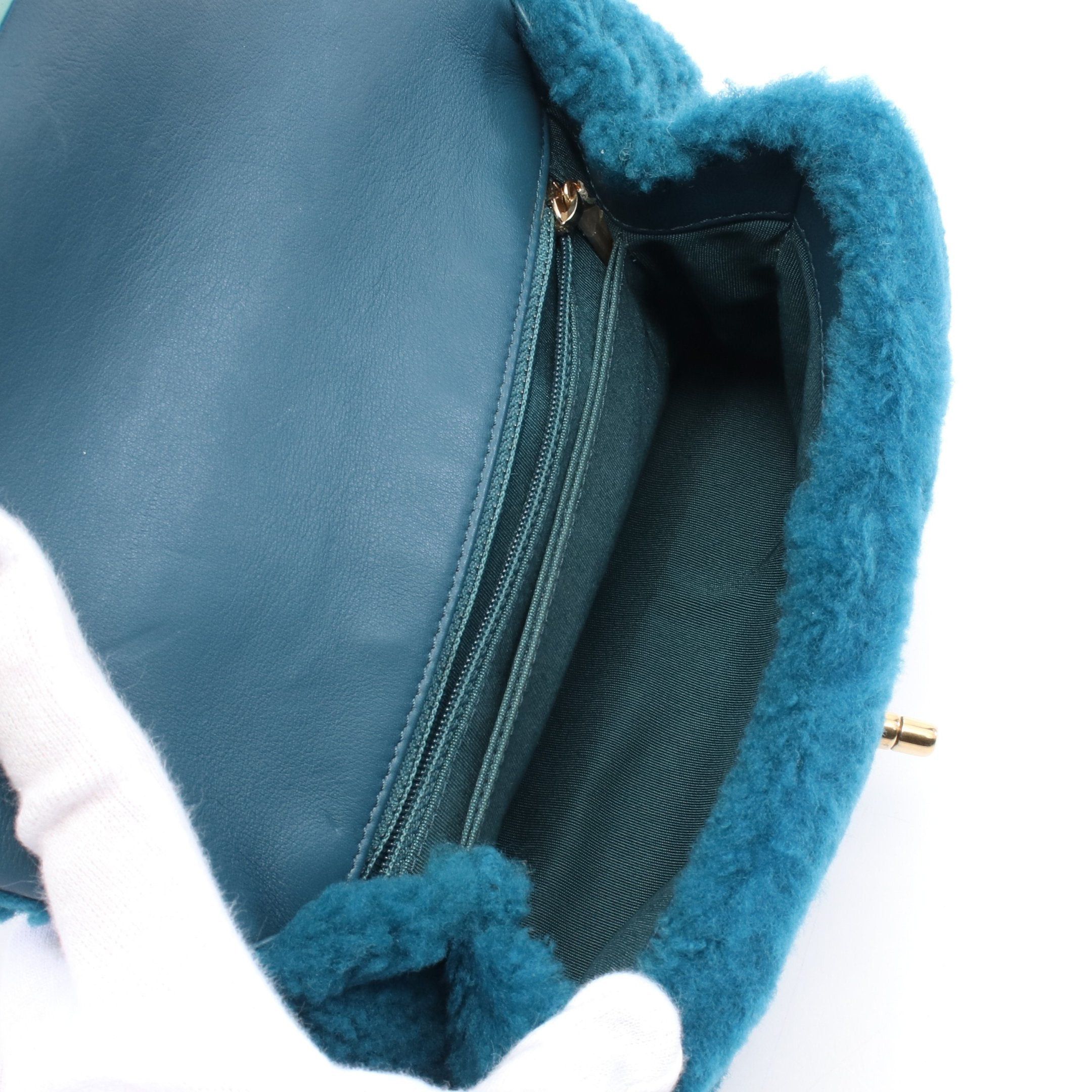 Chanel Chanel Coco Handle Flap Matelasse Handbag Boa Fabric Leather Blue Green Gold Hardware Size ONE SIZE - 3 Thumbnail
