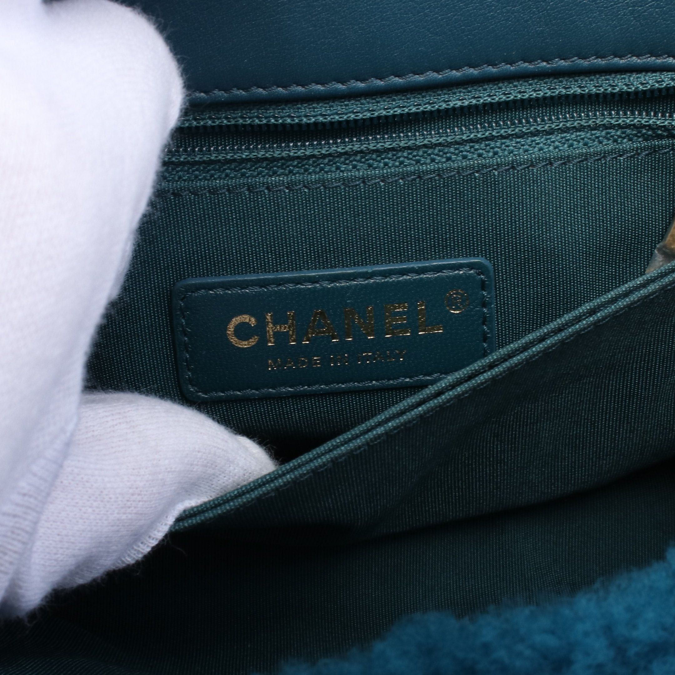 Chanel Chanel Coco Handle Flap Matelasse Handbag Boa Fabric Leather Blue Green Gold Hardware Size ONE SIZE - 4 Thumbnail