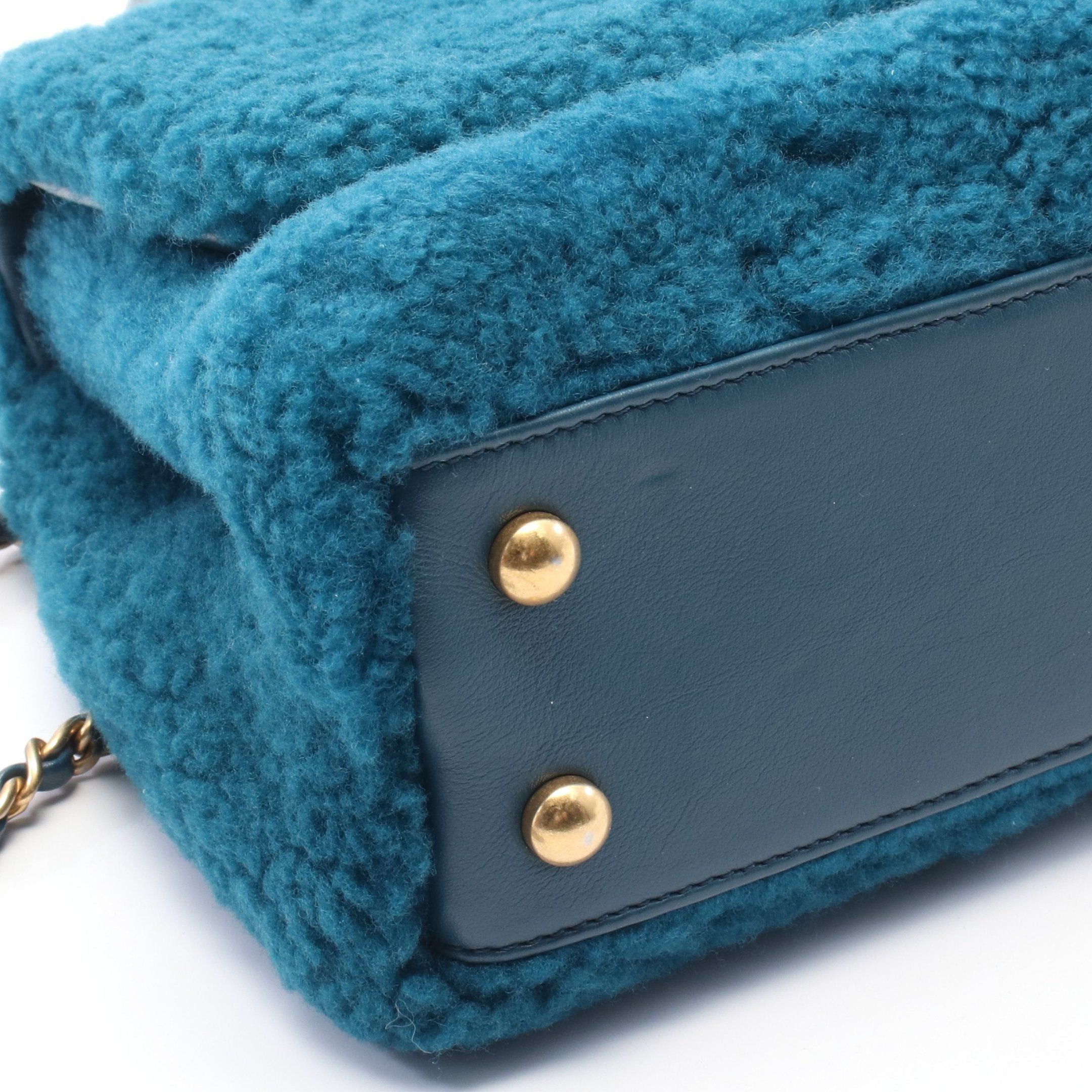 Chanel Chanel Coco Handle Flap Matelasse Handbag Boa Fabric Leather Blue Green Gold Hardware Size ONE SIZE - 8 Thumbnail