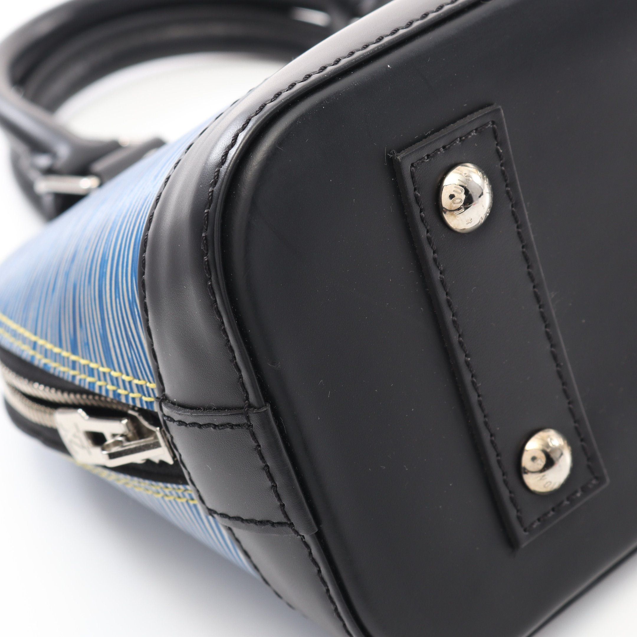 Louis Vuitton Louis Vuitton Alma Bb Epi Denim Handbag Leather Blue Black Size ONE SIZE - 7 Thumbnail