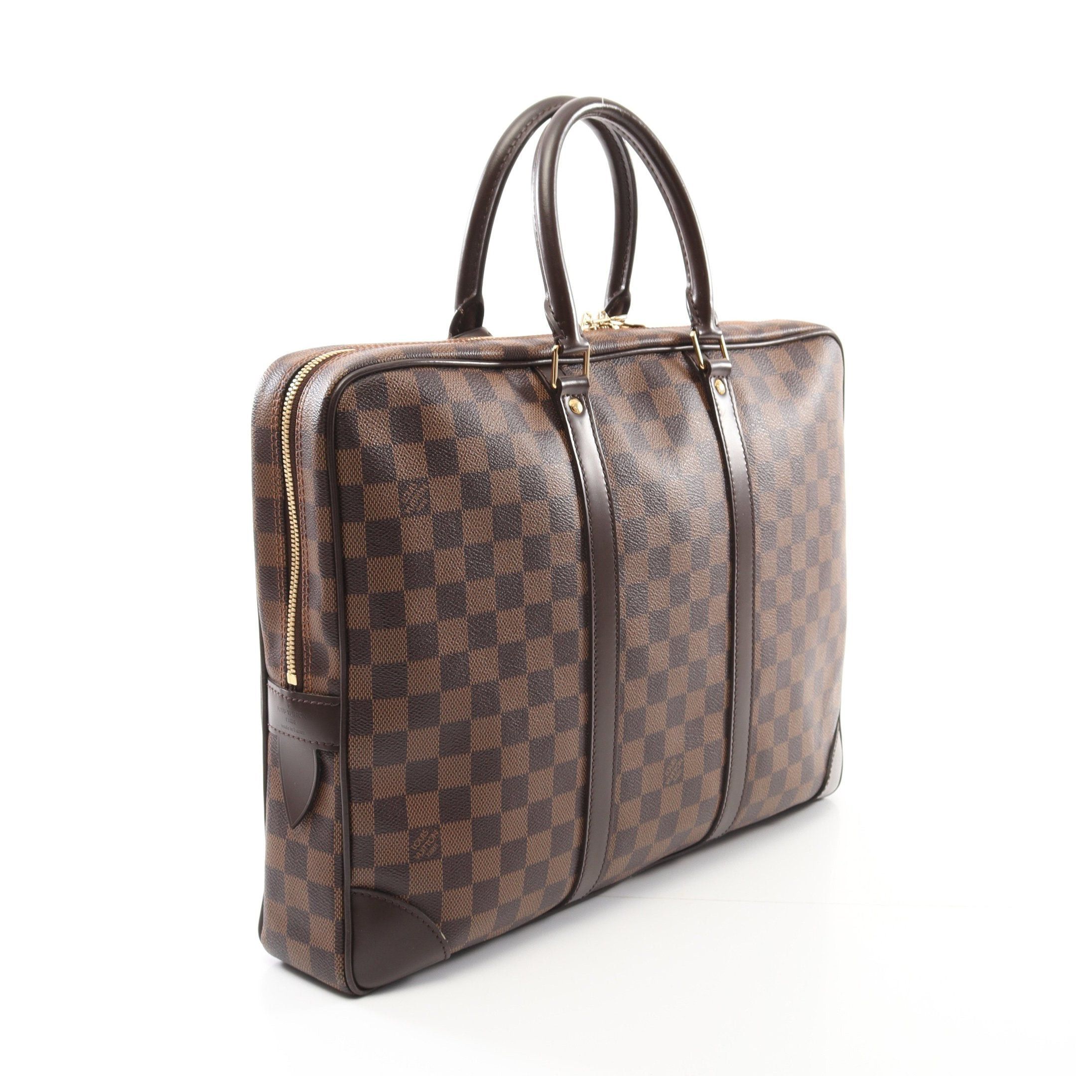 Louis Vuitton Louis Vuitton Porte Document Voyage Damier Ebene Business Bag Briefcase Leather Brown Size ONE SIZE - 2 Thumbnail